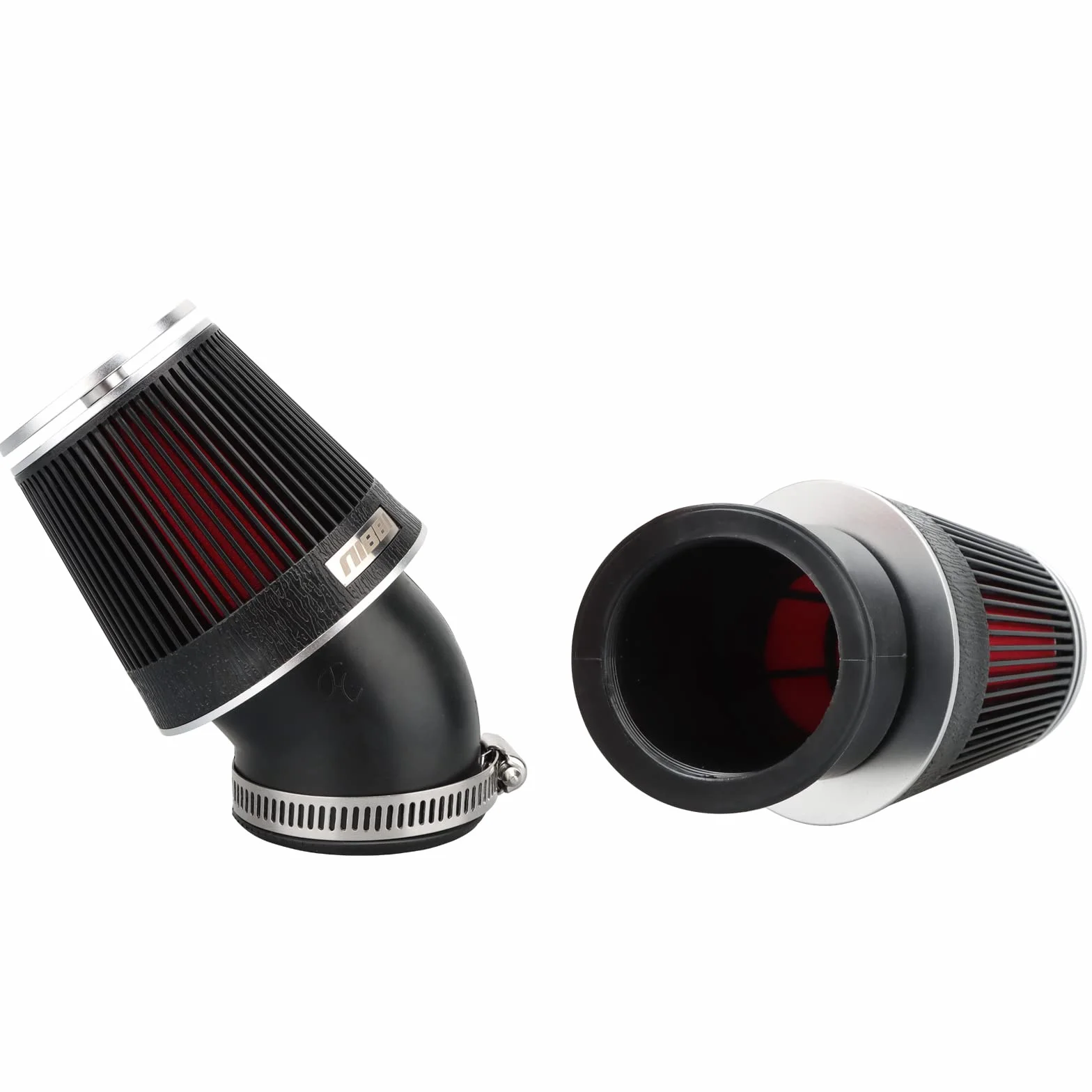 NIBBI 42mm Filtr Powietrza do Motocykla,Motocyklowe Filtry Powietrza Okrągły Stożkowy Pasuje do Motocyklowe Dirt Pit Bike Scooters ATV Quad Go Kart SREBRNY