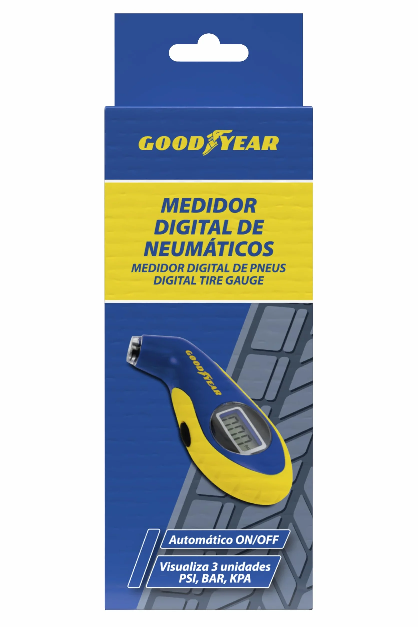 Goodyear GOD0001 Miernik Ciśnienia, Niebieski/Żółty, ‎3,5 x 12 x 18,3 cm; 70 g