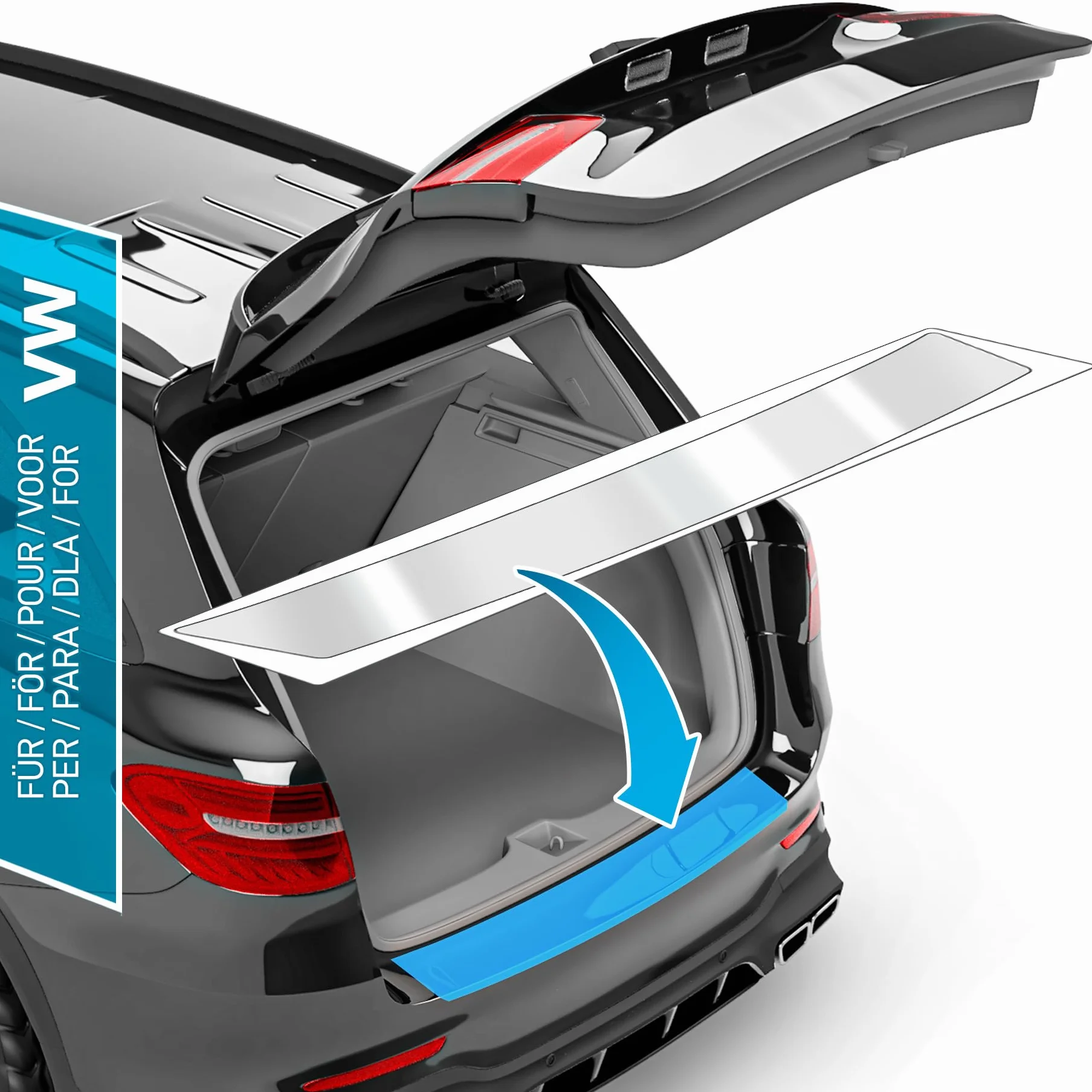 uProtect folia ochronna na krawędź załadunkową kompatybilny z VW Taigo CS I 2021-2026 - ochrona przed zarysowaniami, folia ochronna na lakier - przezroczysty błyszczący
