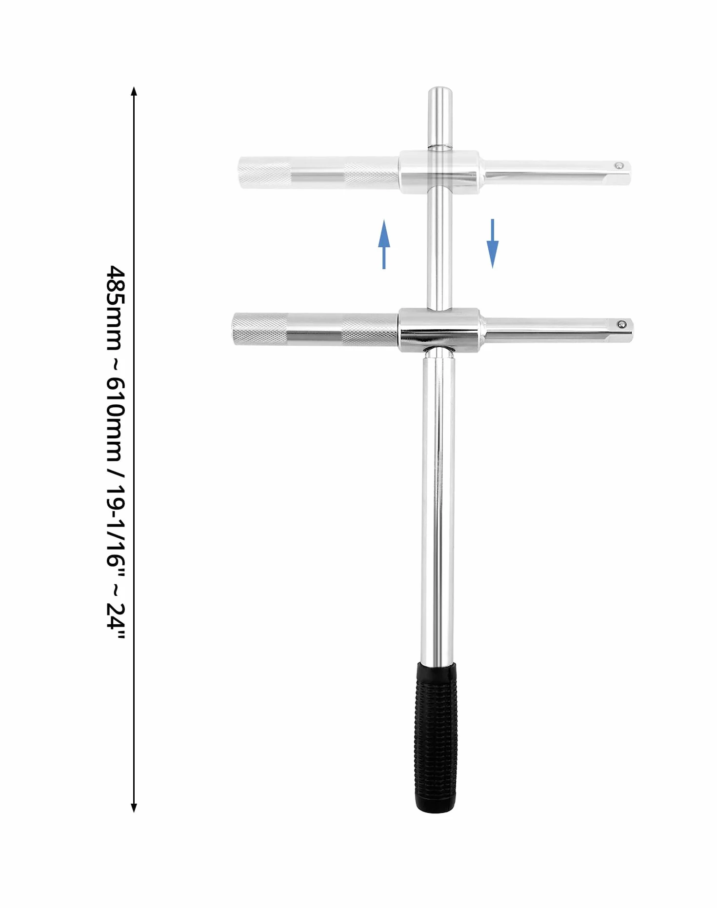 QWORK® Teleskopowy klucz do nakrętek kół z 2 standardowymi nasadkami 17mm/19mm i 21mm/23mm, teleskopowy krzyżak koła można przedłużyć do 60 cm