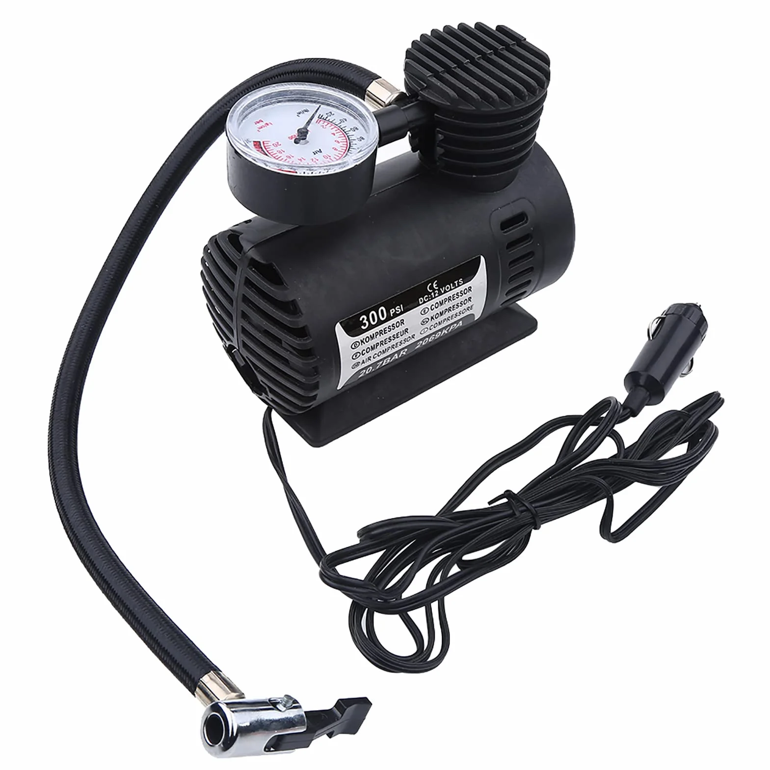 Przenośna mini sprężarka powietrza elektryczna pompa infaltorowa do opon 300 PSI z czujnikiem ciśnienia do rowerów, samochodów, motocykli