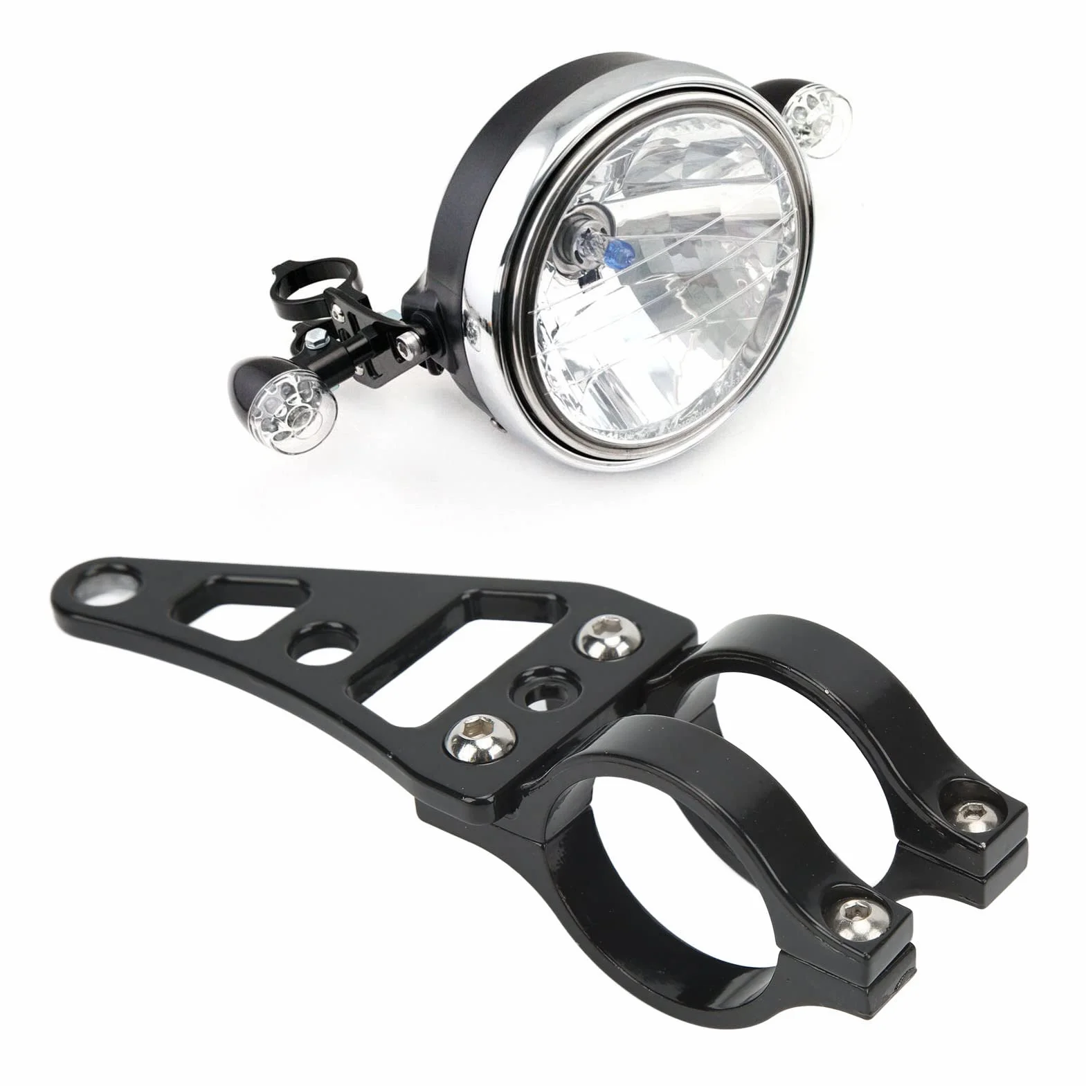 Uchwyt do Mocowania Reflektora Widelca, Akozon Czarny Montaż Uniwersalny Akcesorium Cnc ze Stopu Aluminium Fit Cars Uchwyty Reflektorów Suzuki Motocykl, Wsporniki Widelca Powersports 41mm Zamiennik Dl