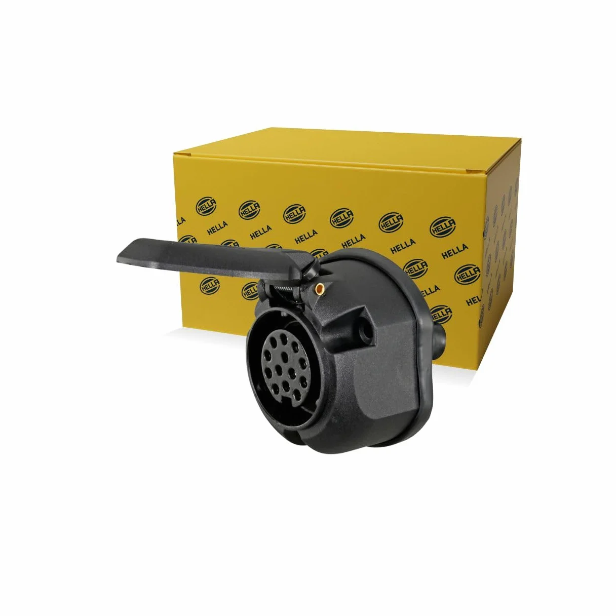 HELLA Gniazdo - 12V - 13-biegunowy - Wtyczki: Styk śrubowy - Ø: 72[mm] - czarny - DIN / ISO: 11446 - Ilość: 1 - 8JB 005 949-011