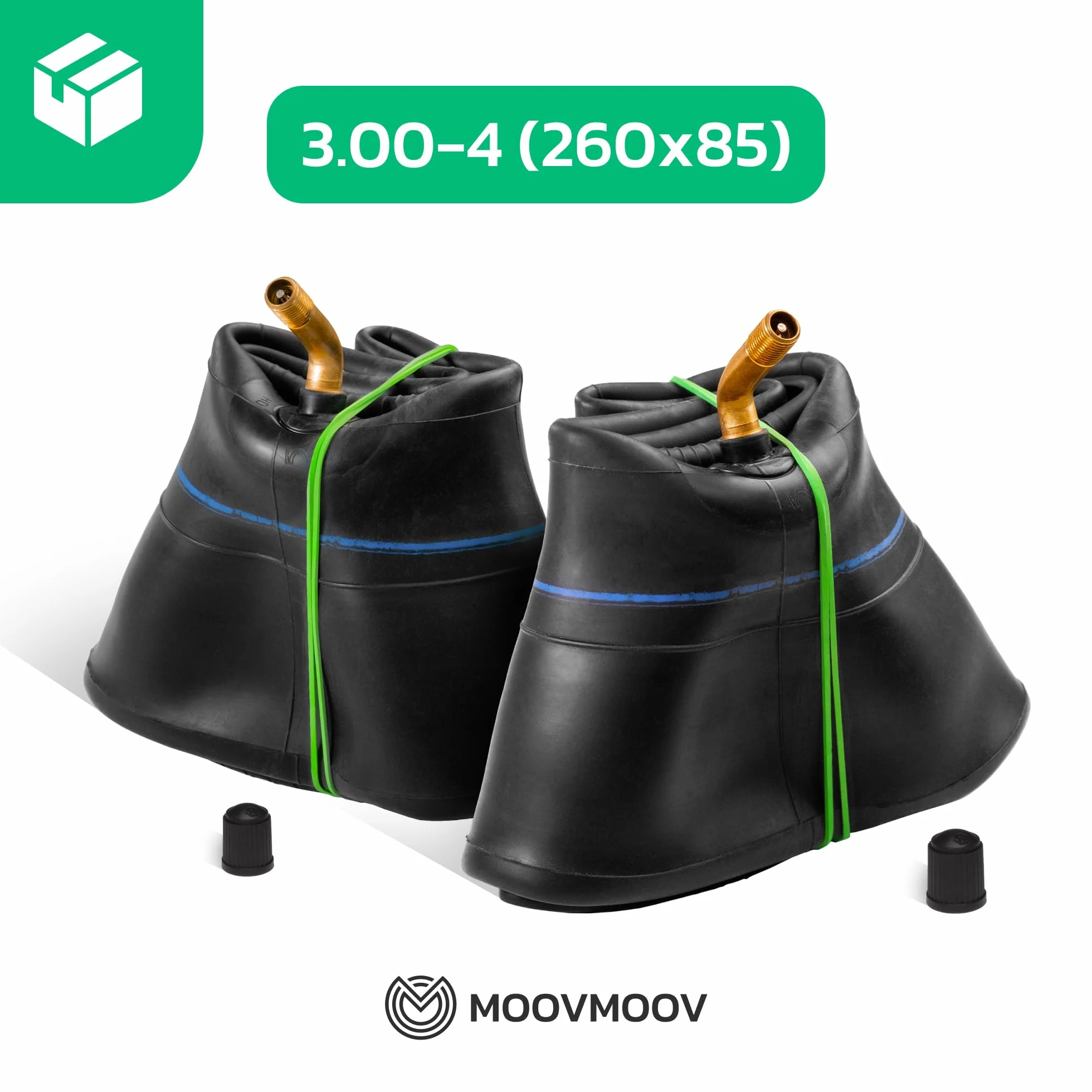 MOOVMOOV Dętka powietrzna 3.00-4 z zaworem kątowym TR87 (x2) - wymienna dętka 260x85 do diabła, wózka i przyczepy ogrodowej, inne - kompatybilna z oponami 3.00-4 i 260x85 mm