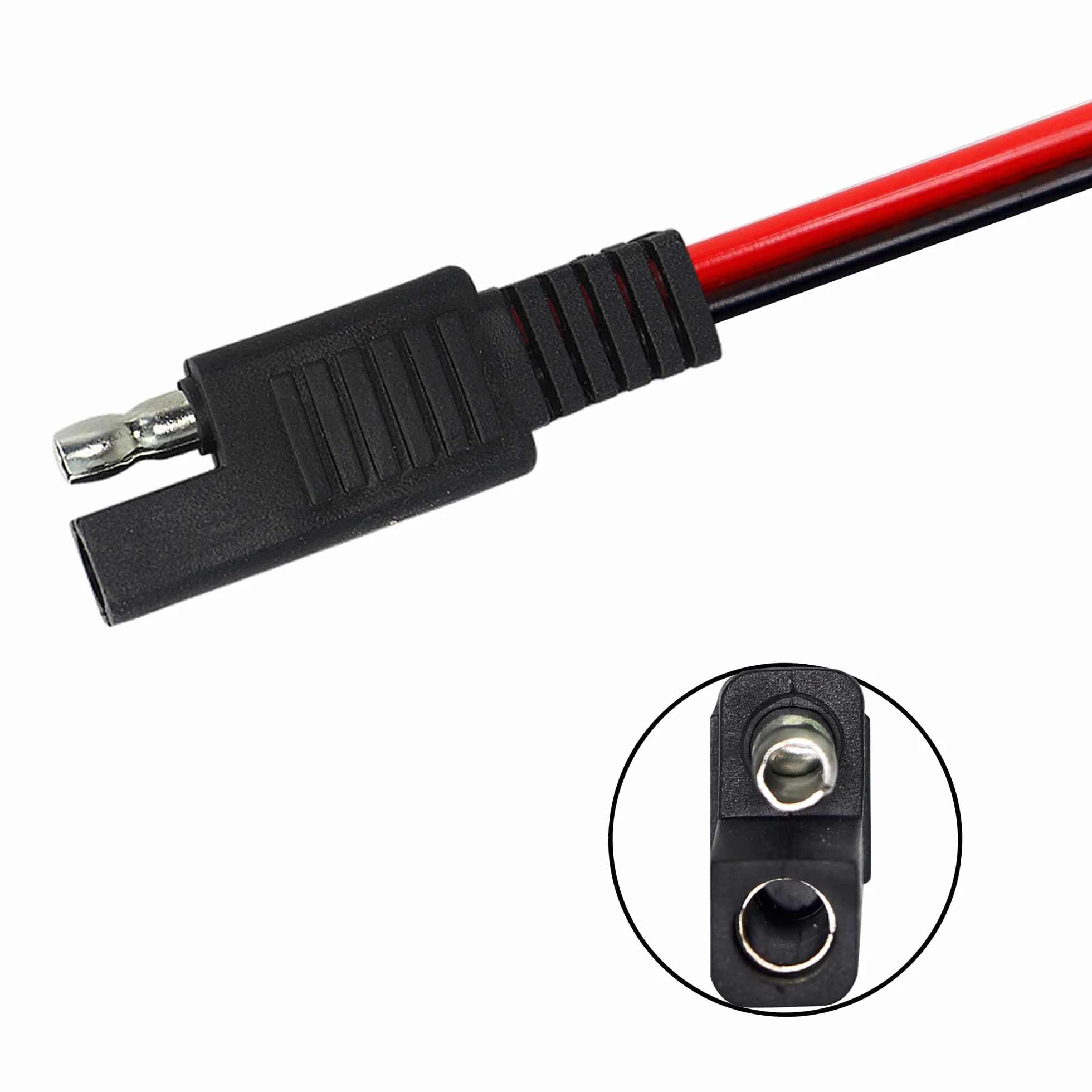 Kabel złącza SAE 12 V, 14 AWG, 15 cm, 2-pinowa, pojedyncza wtyczka, szybkozłączka, przedłużacz samochodowy do motocykli, samochodów, traktorów (5-pak)
