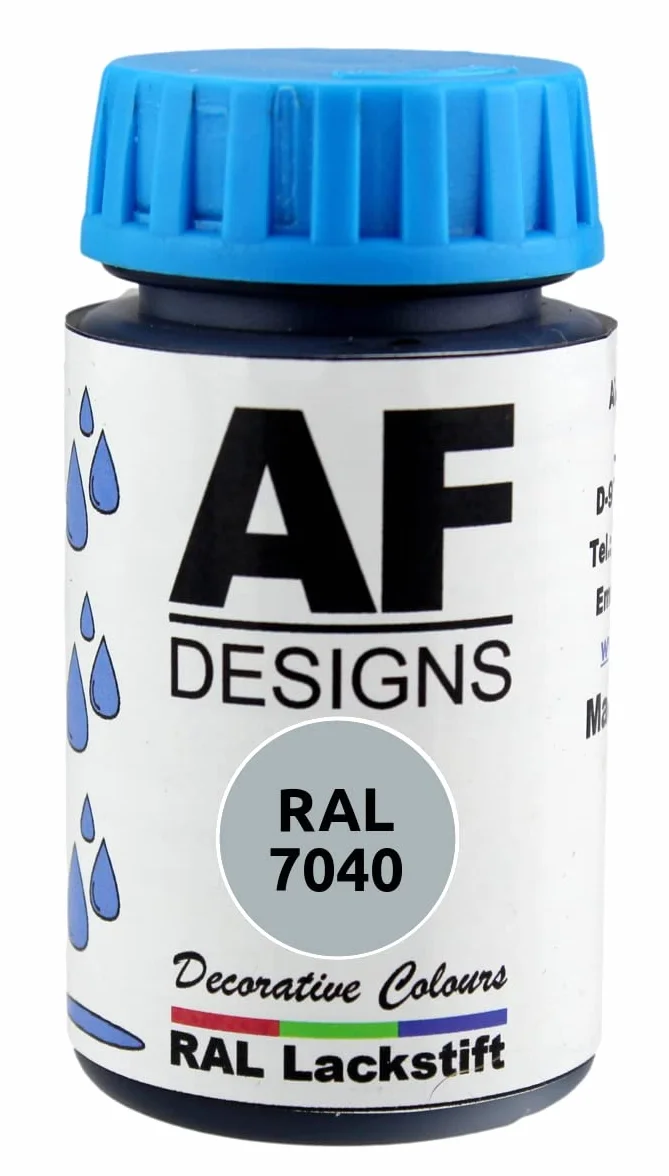 Alex Flittner Designs Pisak do lakieru RAL 7040 do okien szary jedwabisty matowy 50 ml drewno metal meble łazienka lakier do retuszu lakier naprawczy