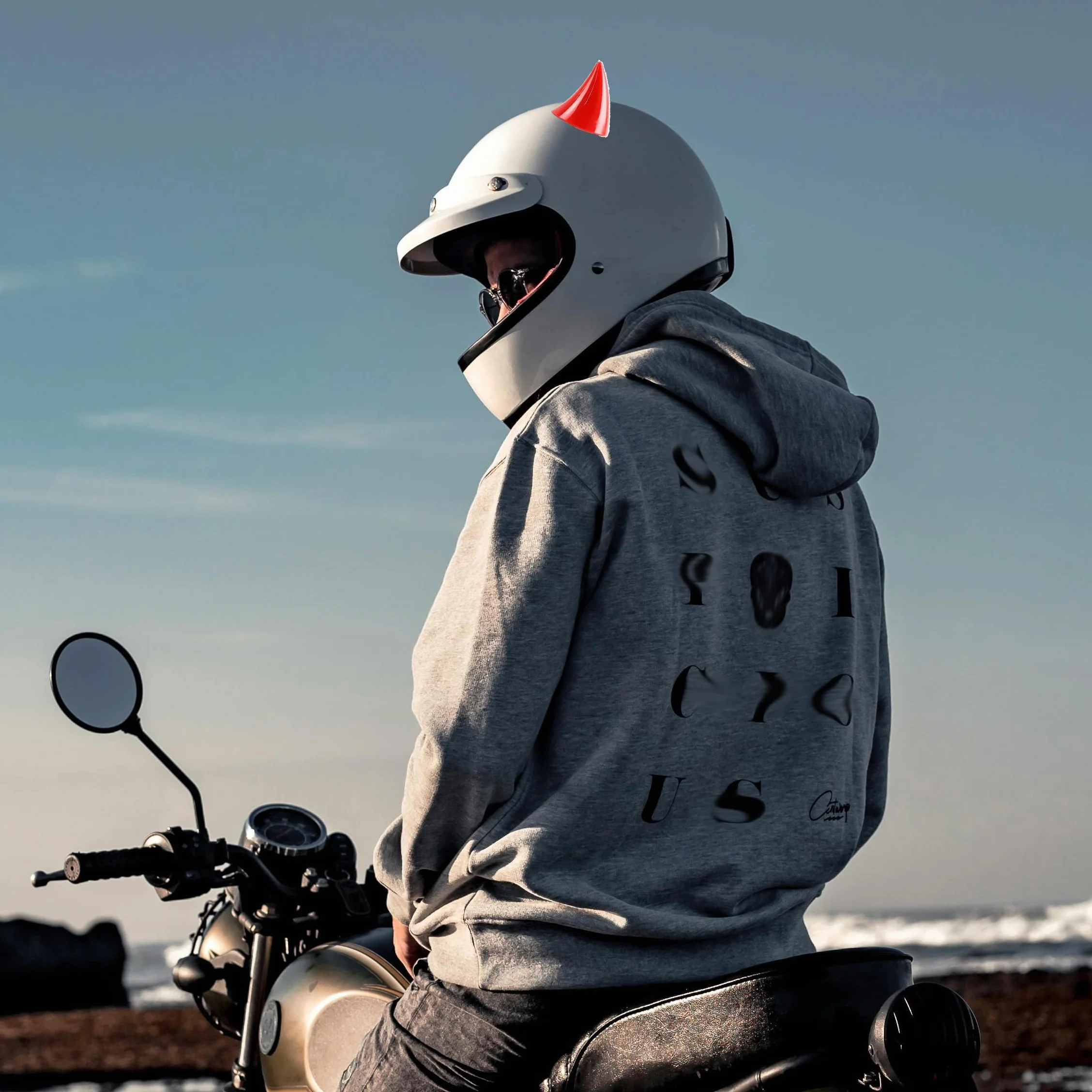 Rogi motocyklowe Devil Demon Horn dekoracja kasku 10 sztuk przyssawek gumowych z 2 foliami przeciwdeszczowymi
