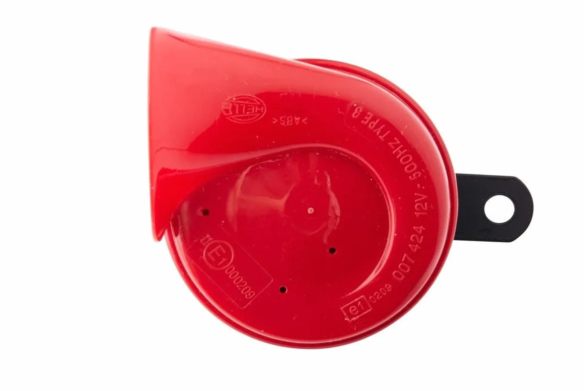 HELLA Fanfara - HELLA STYLE HORN TE24 - 12V - 110dB(A) - Zakres częstotliwości: 500Hz - Sygnał wysoki - elektryczny - ECE - Kolor obudowy: czerwony/czarny - 3FG 007 424-011