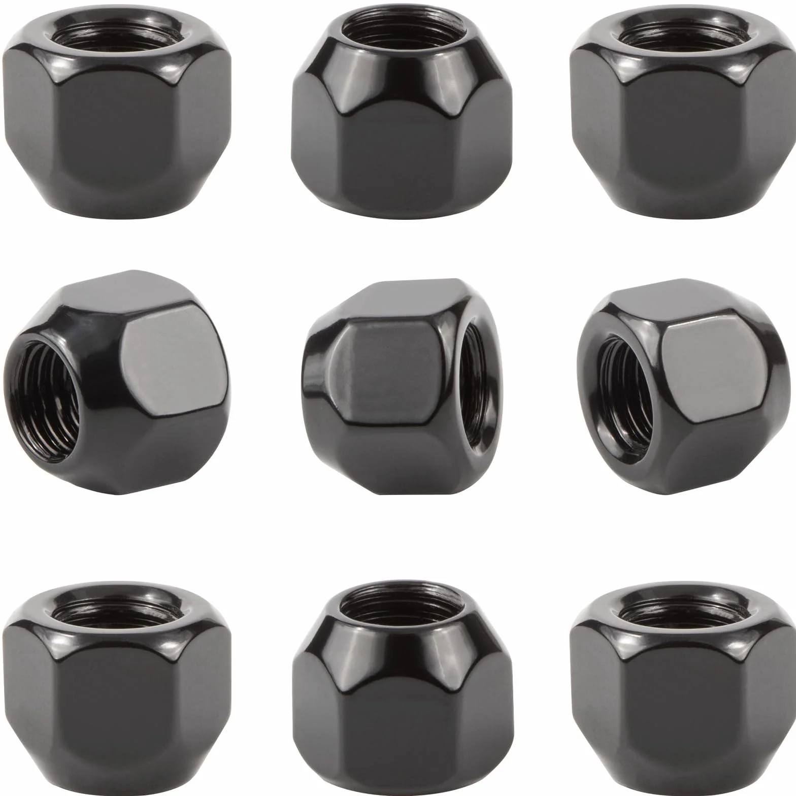 GAsuppply 20 x otwartych nakrętek do kół M12 x 1,5, stożek SW19 60°, odpowiednie do: Hyundai KIA Mazda Citroen, nakrętki do felg aluminiowych (czarne)