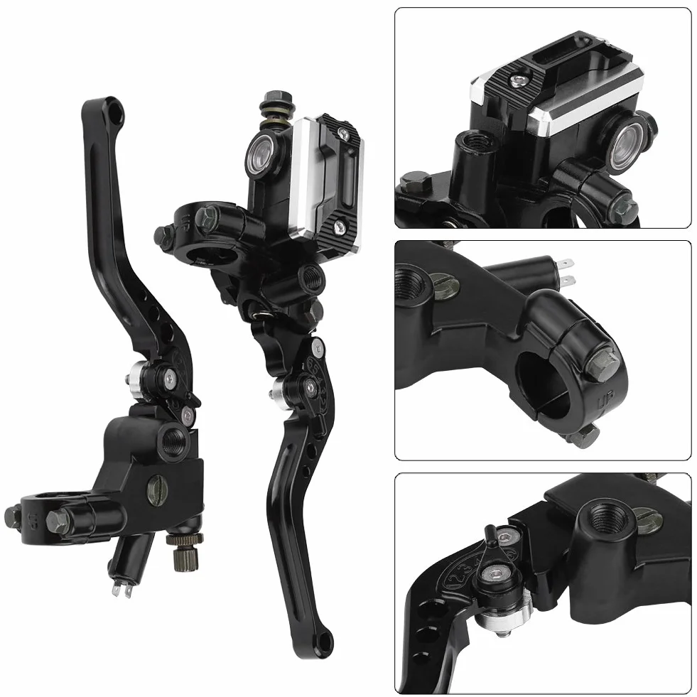 Qiilu 1 para 7/8" (22 mm) uniwersalne dźwignie zbiornika hamulca motocyklowego