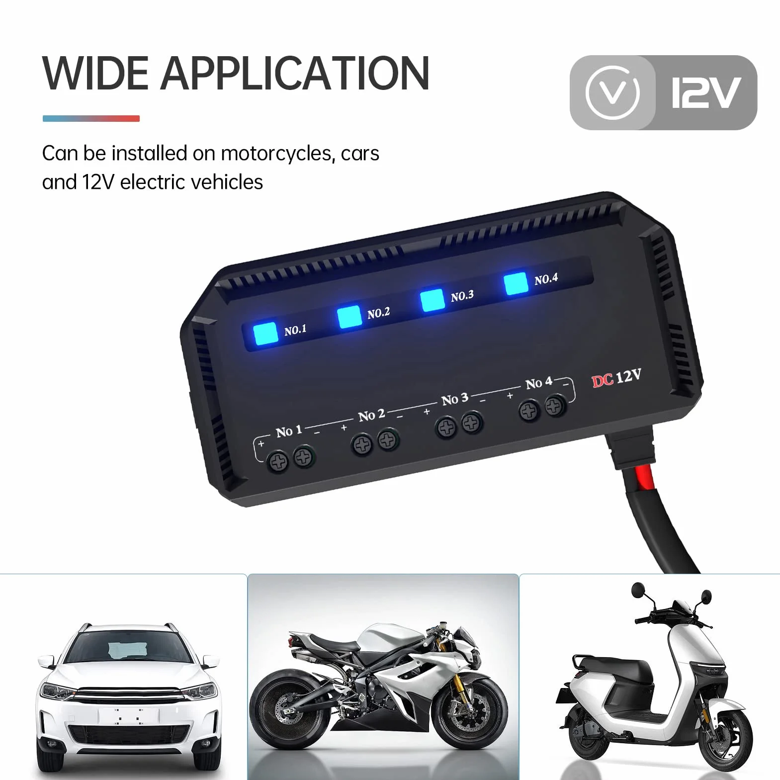 4-kierunkowa Skrzynka Bezpieczników Przekaźnikowych, 12V 20a Szybkie Skrzynki Bezpieczników I Przekaźników Ze Wskaźnikiem LED Dla Motocykli Samochodów Ciężarowych RV EV