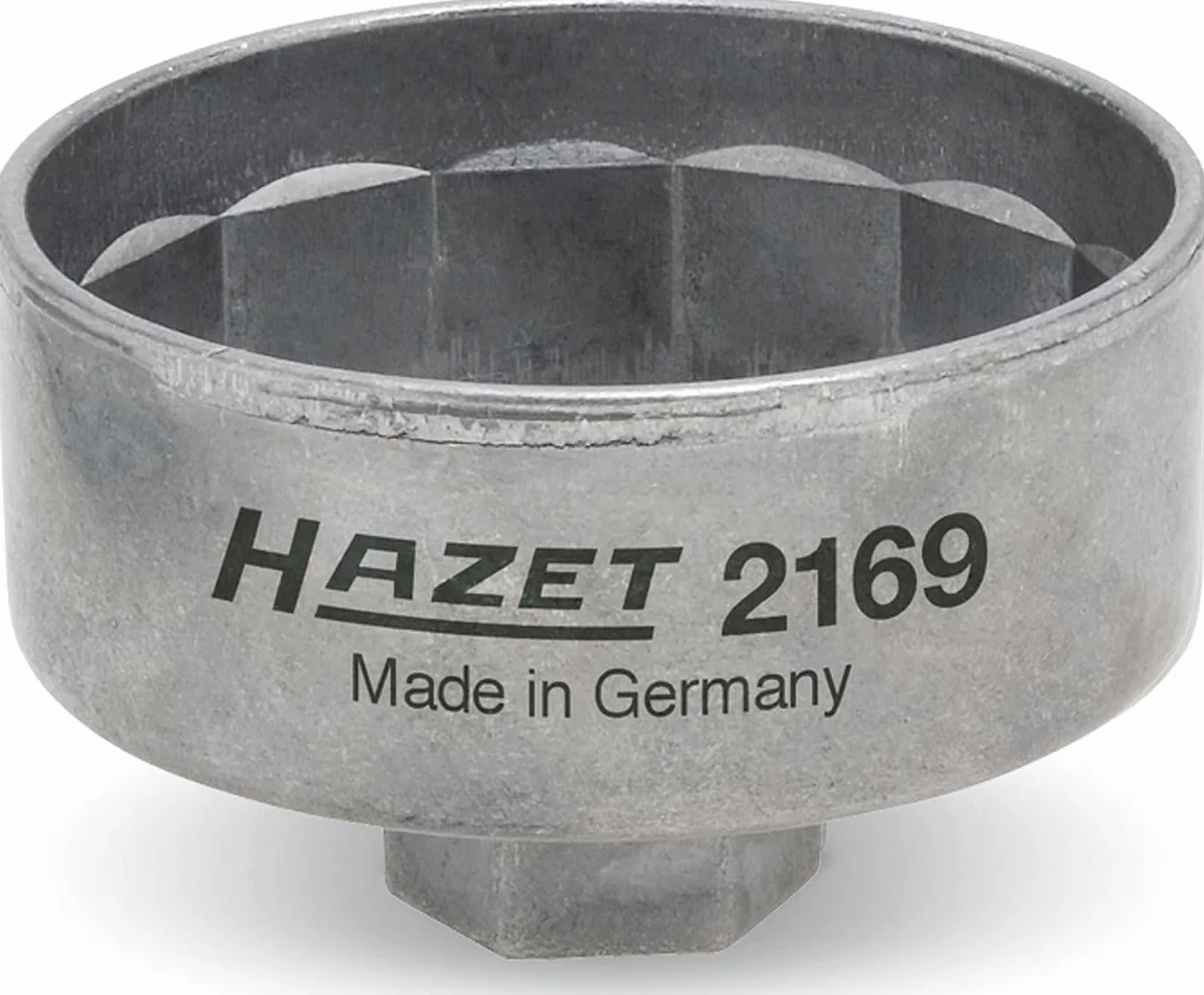 HAZET 2169 I odpowiedni do różnych filtrów oleju o średnicy 82 mm, napęd: zewnętrzny sześciokąt 3⁄8 cala I obsługa filtrów oleju i pokryw obudowy filtra oleju