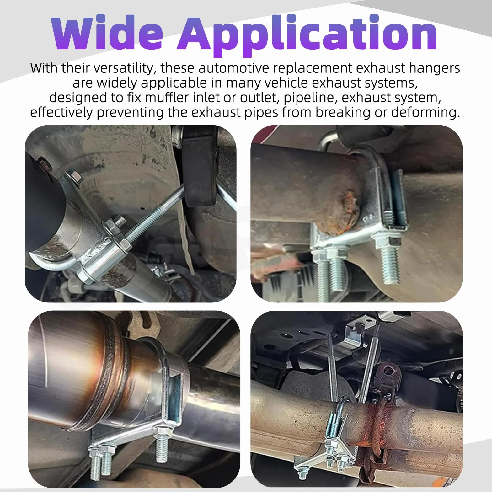 Swpeet 3 szt. 7 cm zacisk wydechowy z wieszakiem i gumowym wieszakiem wydechowym, Heavy Duty, uniwersalny zacisk na przyczepie wydechowej, wieszak na układ wydechowy do samochodu ciężarowego 3"