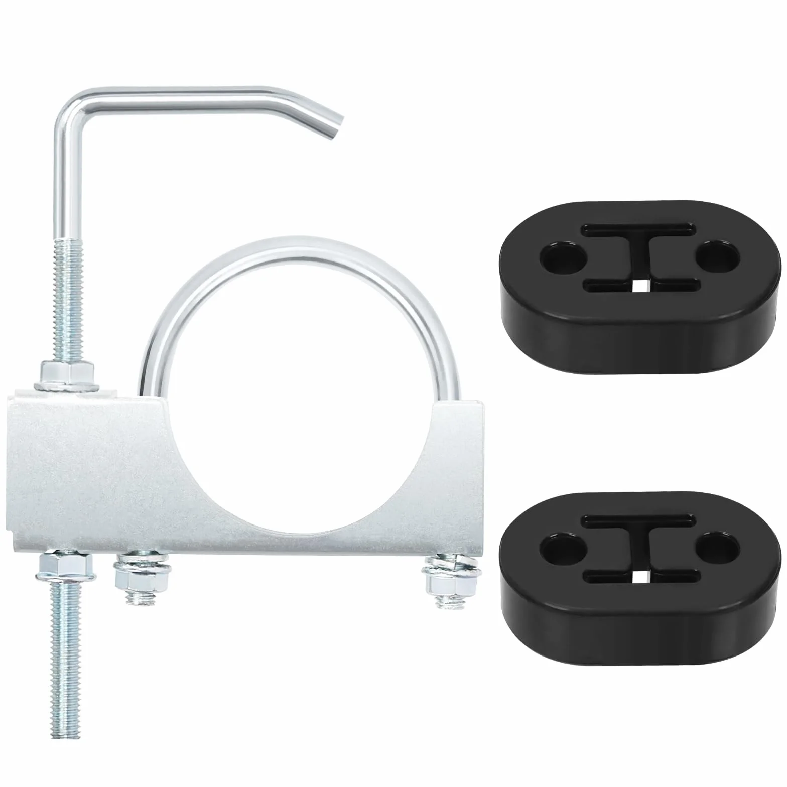 Swpeet 3 szt. 7 cm zacisk wydechowy z wieszakiem i gumowym wieszakiem wydechowym, Heavy Duty, uniwersalny zacisk na przyczepie wydechowej, wieszak na układ wydechowy do samochodu ciężarowego 3"
