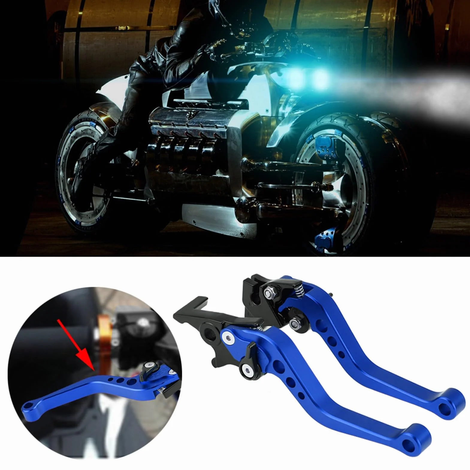 Dźwignia hamulca, 1 para motocykla, uniwersalna CNC, aluminium, hamulec bębnowy, uchwyt hamulca motocyklowego, uchwyt hamulca (niebieski)
