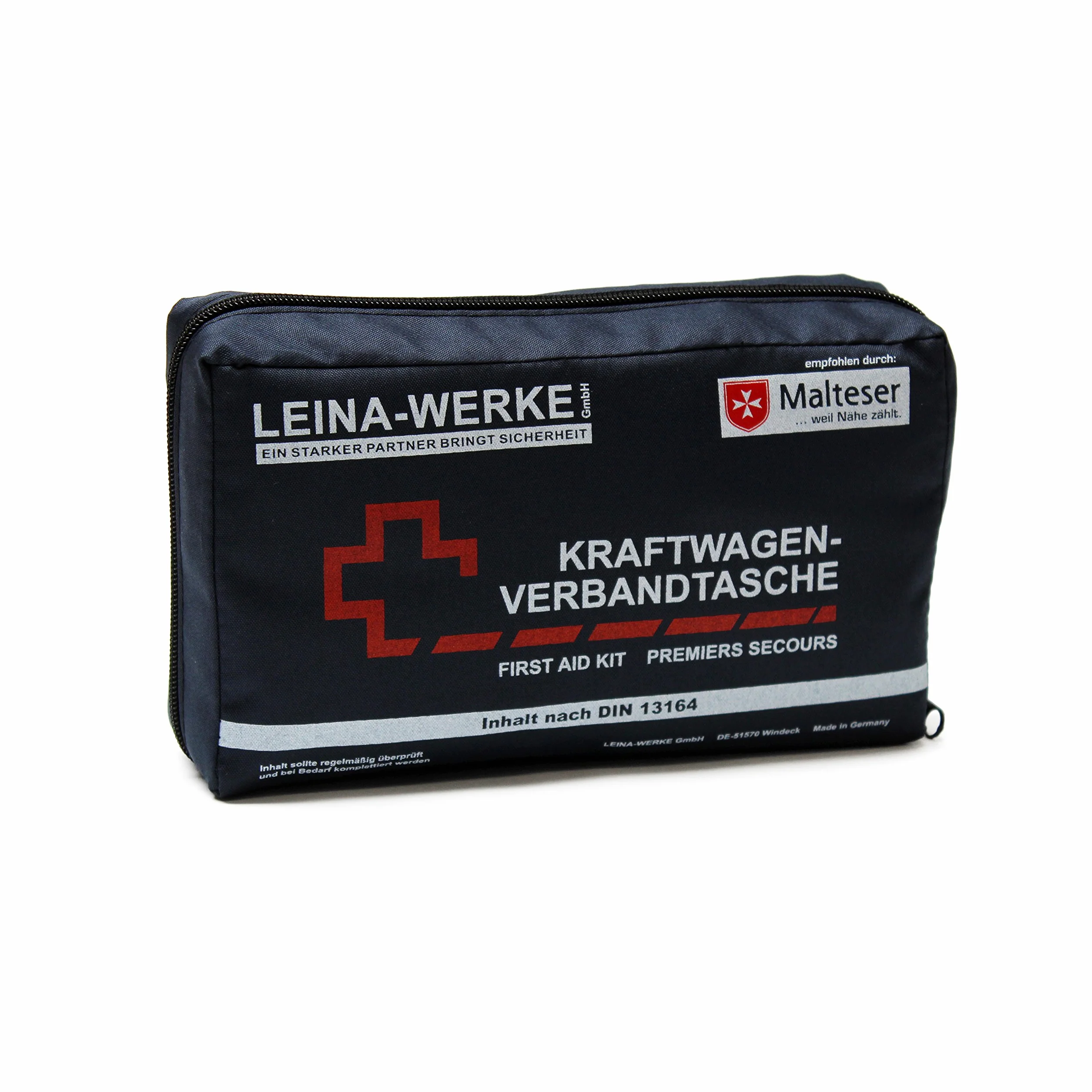 Leina-Werke 11045 Compact Ecoline apteczka samochodowa z rzepem, niebieska/biała/czerwona