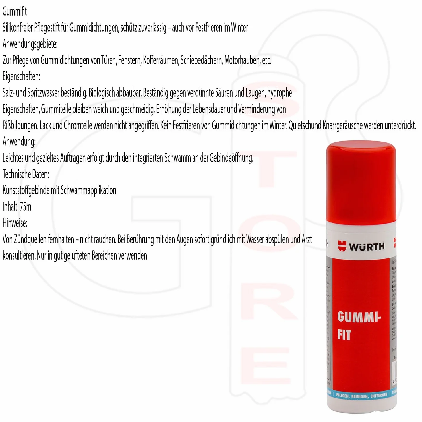 Gumfit Pielęgnacja gumy 75 ml - Pielęgnacja uszczelek gumowych do drzwi, bagażnika i maski silnika