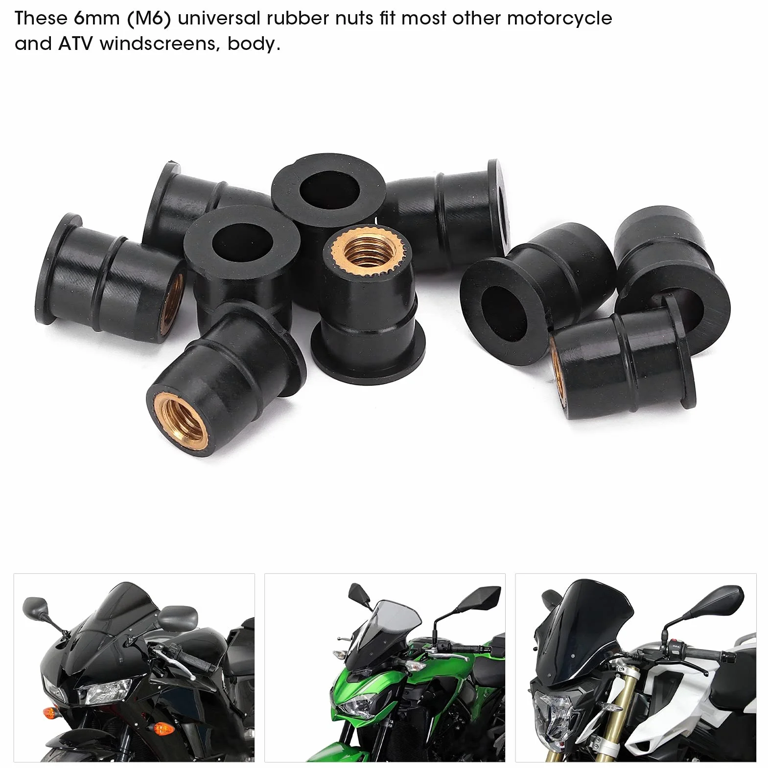 Wkładka Gumowa Nakrętka M6 10PCS M6x0.8mm Gumowy Mosiądz do Motocykla ATV