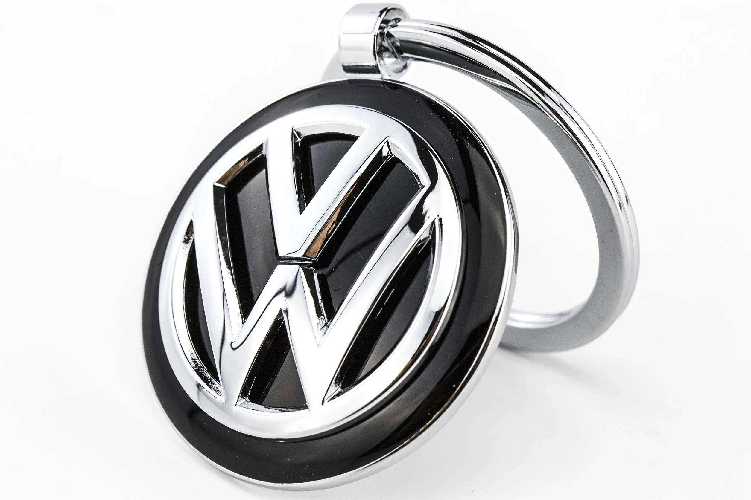 TROIKA Breloczek do kluczy KEYRING - KR16-05/VW emblemat VW 1 kółko na klucze dodatkowo oficjalna licencja Volkswagen - odlew metalowy błyszczący - oryginalny, 7 cm, czarny/srebrny, 7 cm, brelok
