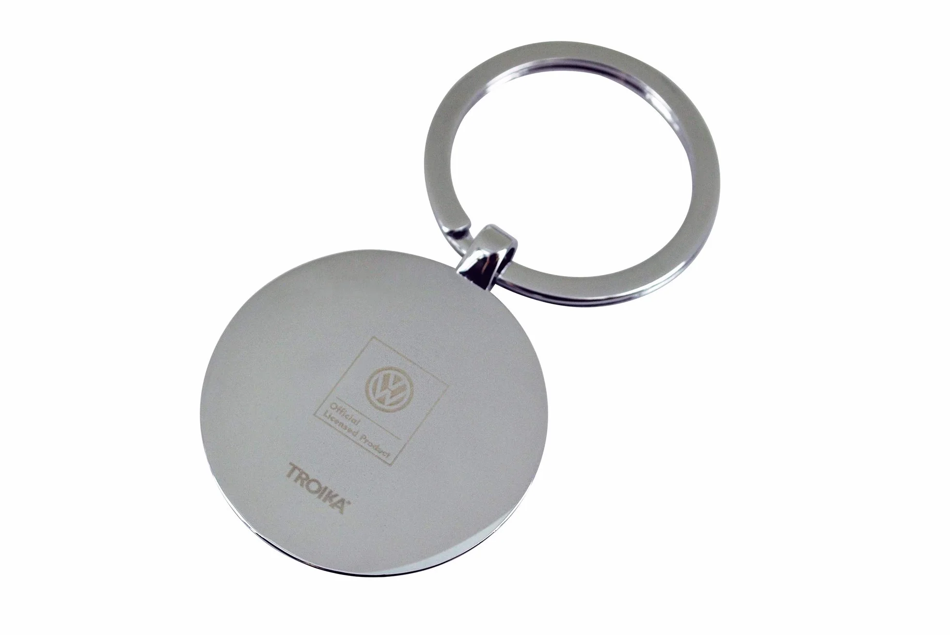 TROIKA Breloczek do kluczy KEYRING - KR16-05/VW emblemat VW 1 kółko na klucze dodatkowo oficjalna licencja Volkswagen - odlew metalowy błyszczący - oryginalny, 7 cm, czarny/srebrny, 7 cm, brelok