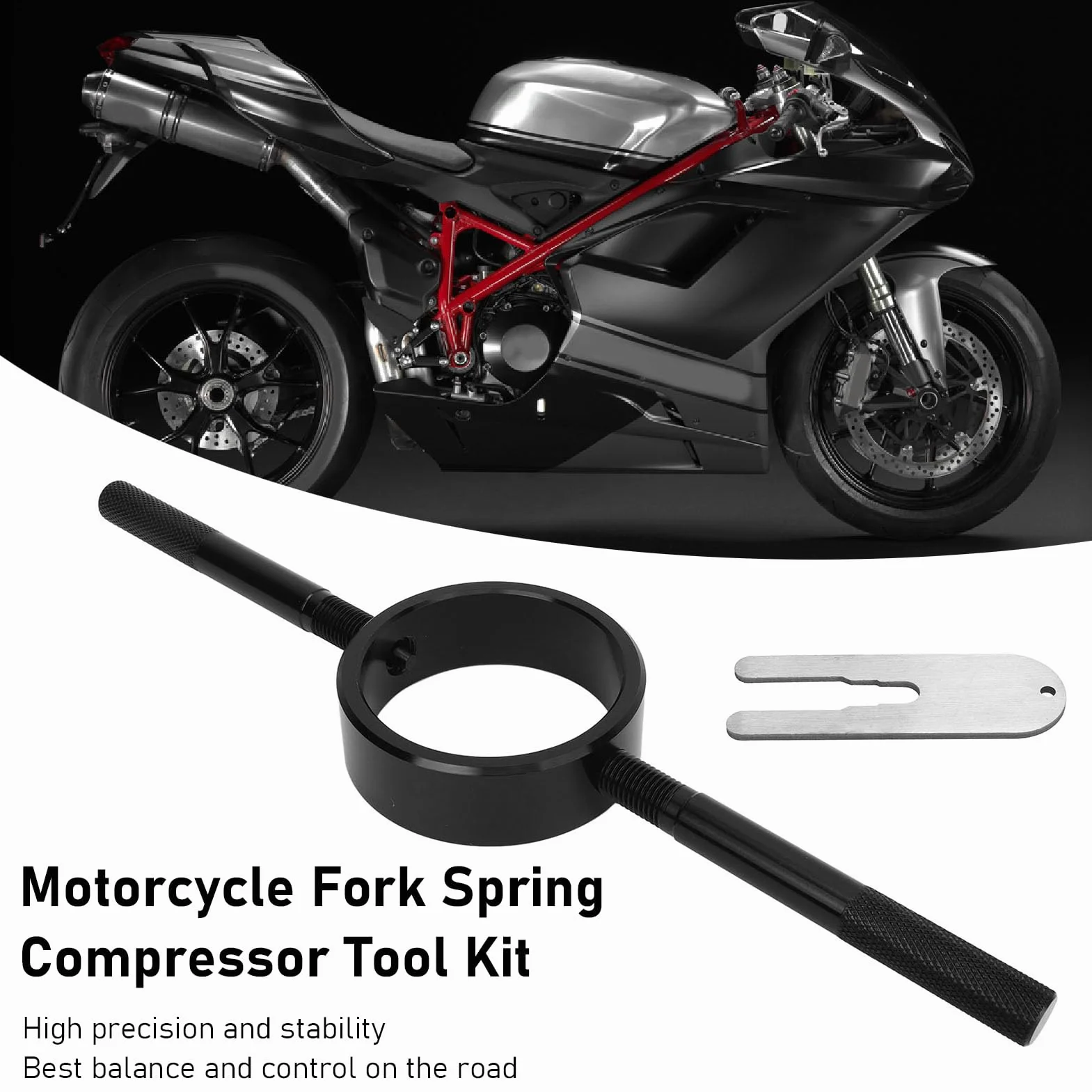 Zestaw Narzędzi do ściskania Sprężyny Widelca Motocykla Aluminiowy Zestaw Serwisowy do Sprężyn śrubowych do Odwróconych Widelców Rowerów Miejskich