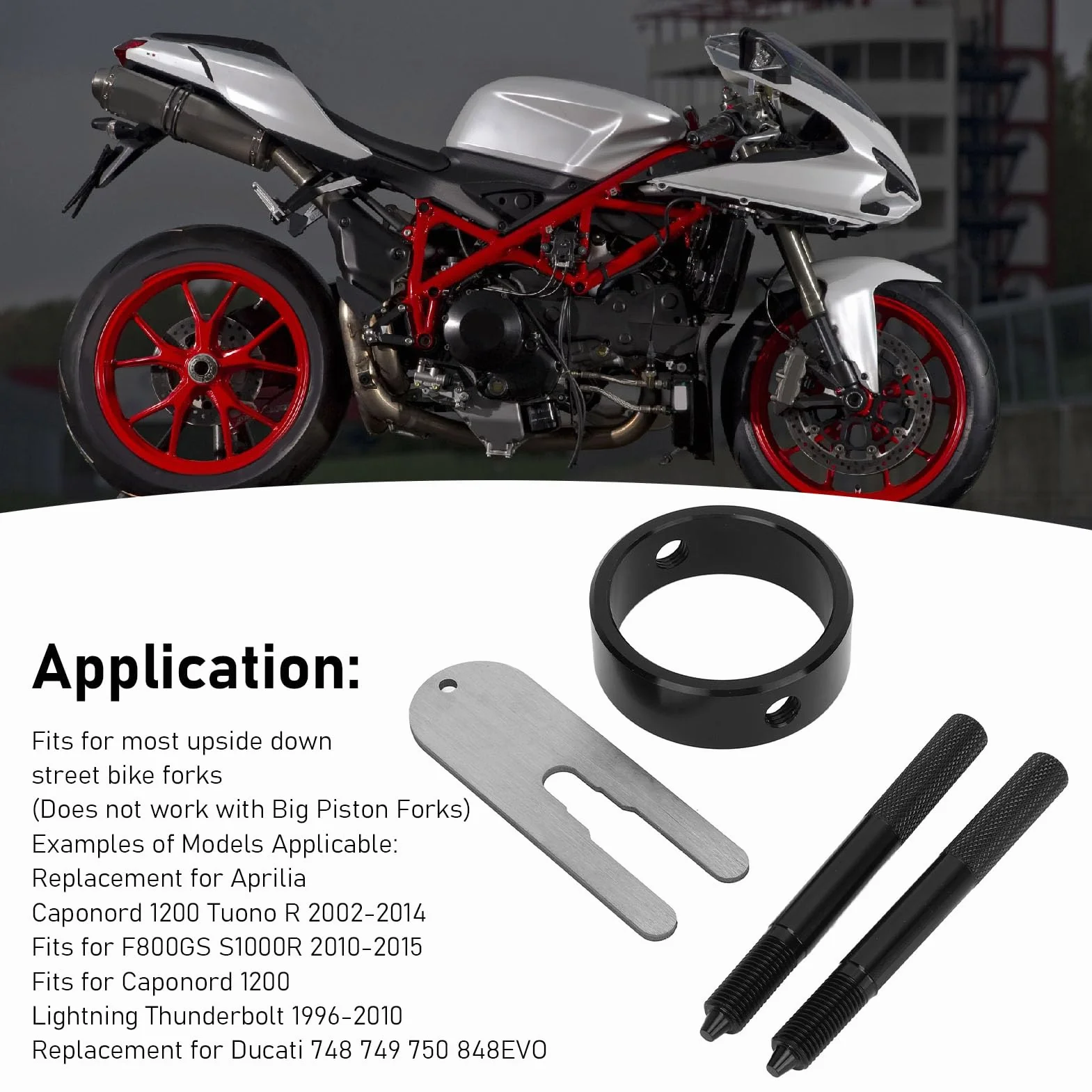Zestaw Narzędzi do ściskania Sprężyny Widelca Motocykla Aluminiowy Zestaw Serwisowy do Sprężyn śrubowych do Odwróconych Widelców Rowerów Miejskich