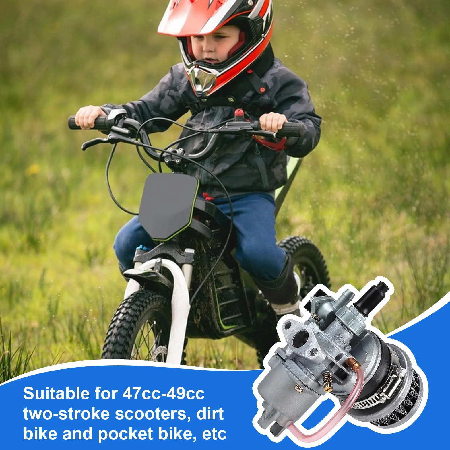 EFUTURETIME Gaźnik kieszonkowy o pojemności 49 cm3 z 2-suwowym filtrem powietrza 47cc-49 cm3 Mini motocykle, Dirt Bike Mały silnik, mini quady, motocykle dla dzieci
