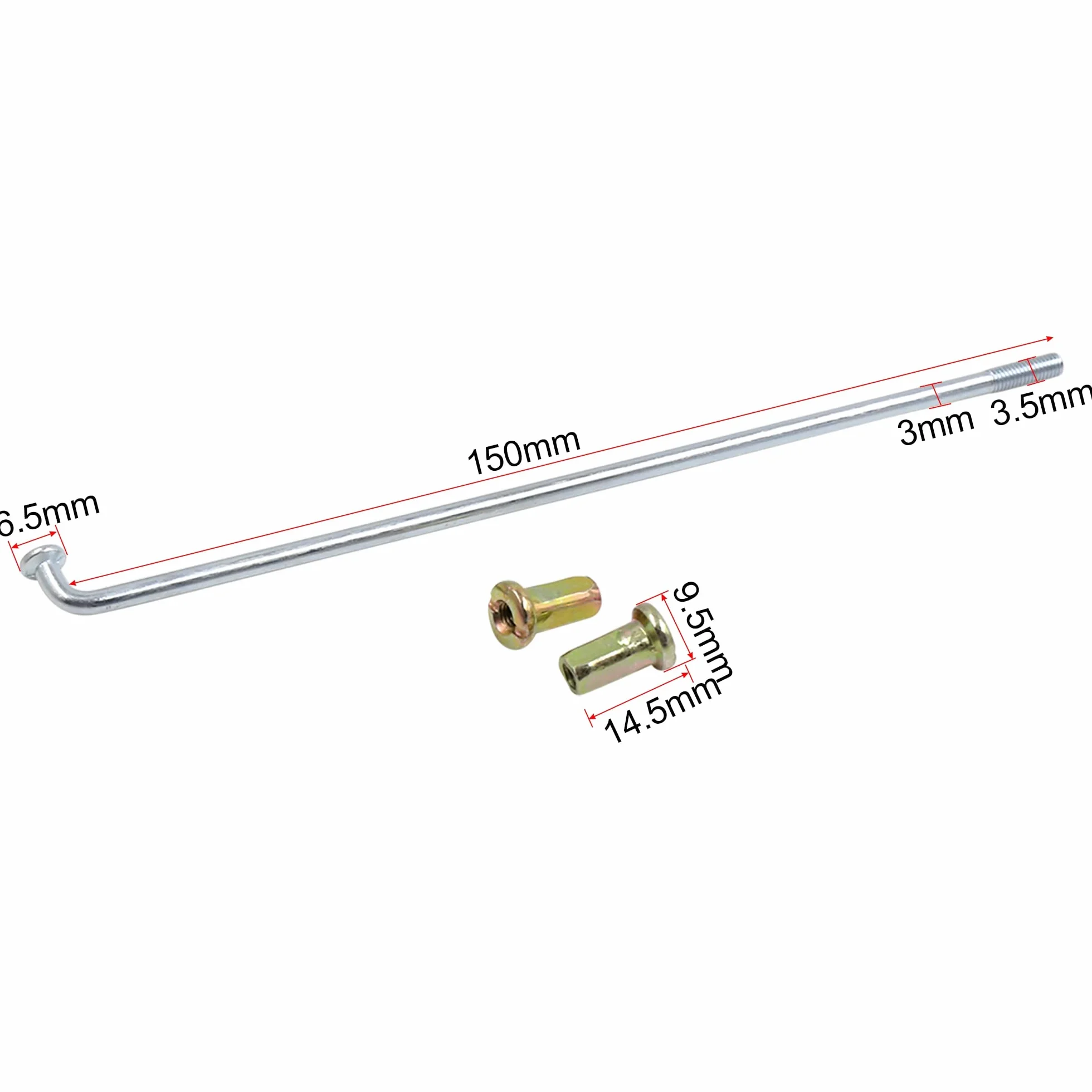 sourcing map Zestaw 36 szprych kół platerowanych szprychami smoczek motocyklowych 150 mm długość 4 mm gwint Dmr.