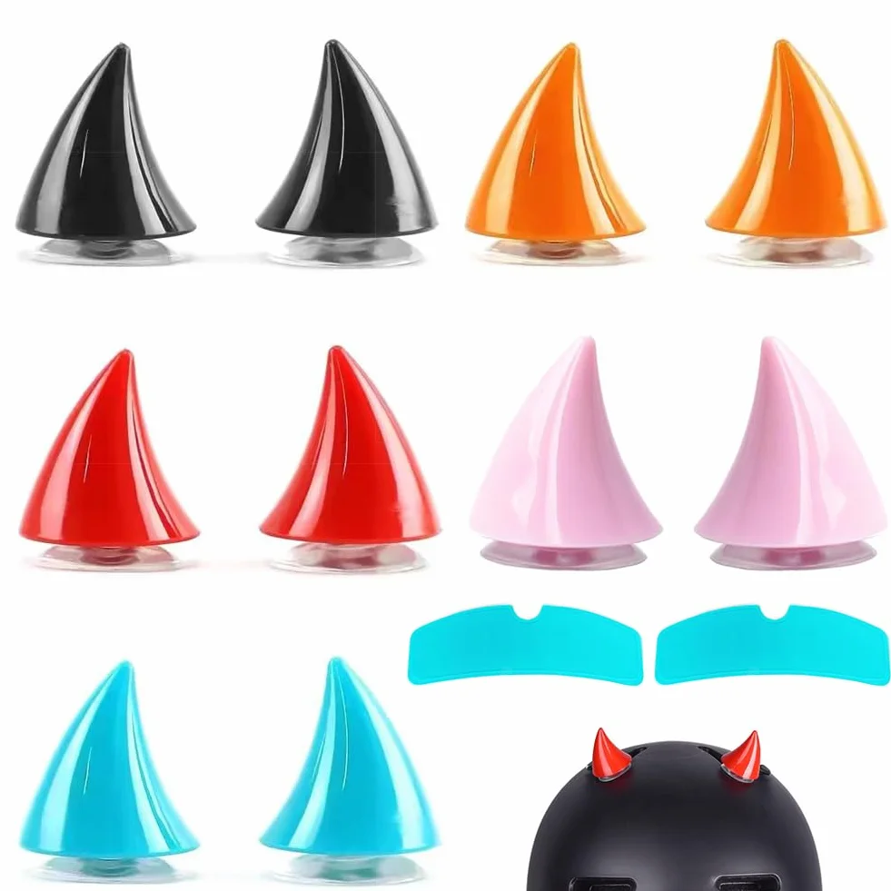 Rogi motocyklowe Devil Demon Horn dekoracja kasku 10 sztuk przyssawek gumowych z 2 foliami przeciwdeszczowymi
