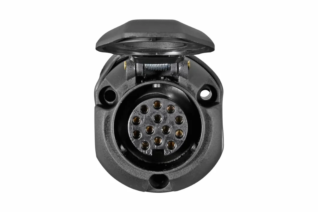 HELLA Gniazdo - 12V - 13-biegunowy - Wtyczki: Styk śrubowy - Ø: 72[mm] - czarny - DIN / ISO: 11446 - Ilość: 1 - 8JB 005 949-011