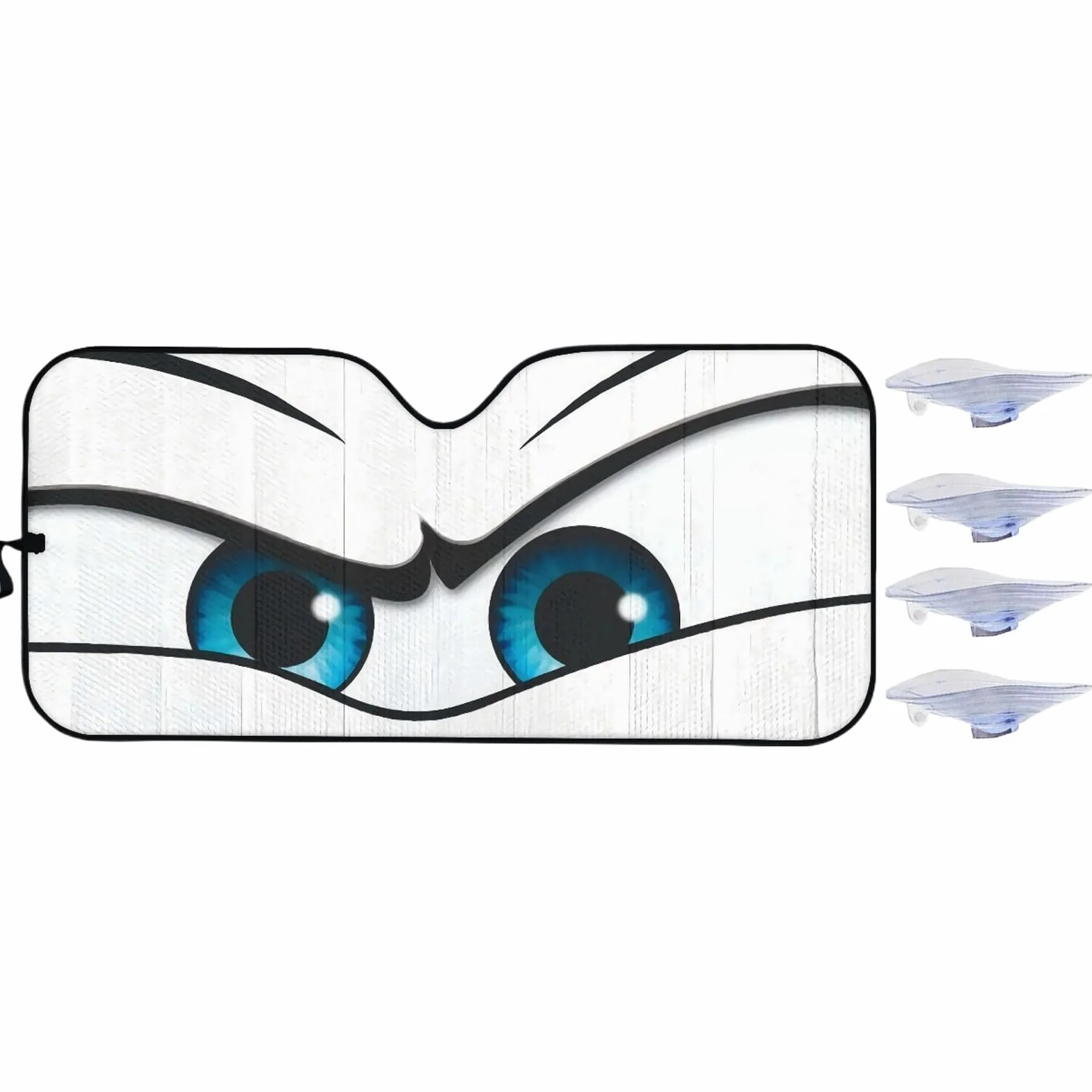 Cartoon Eyes osłona przedniej szyby, izolacja cieplna, składana osłona przedniej szyby, 140 x 76 cm, akcesoria samochodowe blokujące promieniowanie UV, zabawna ochrona przed słońcem, do dojazdów do