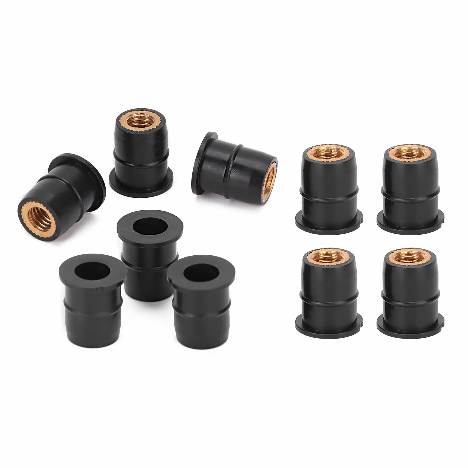 Wkładka Gumowa Nakrętka M6 10PCS M6x0.8mm Gumowy Mosiądz do Motocykla ATV