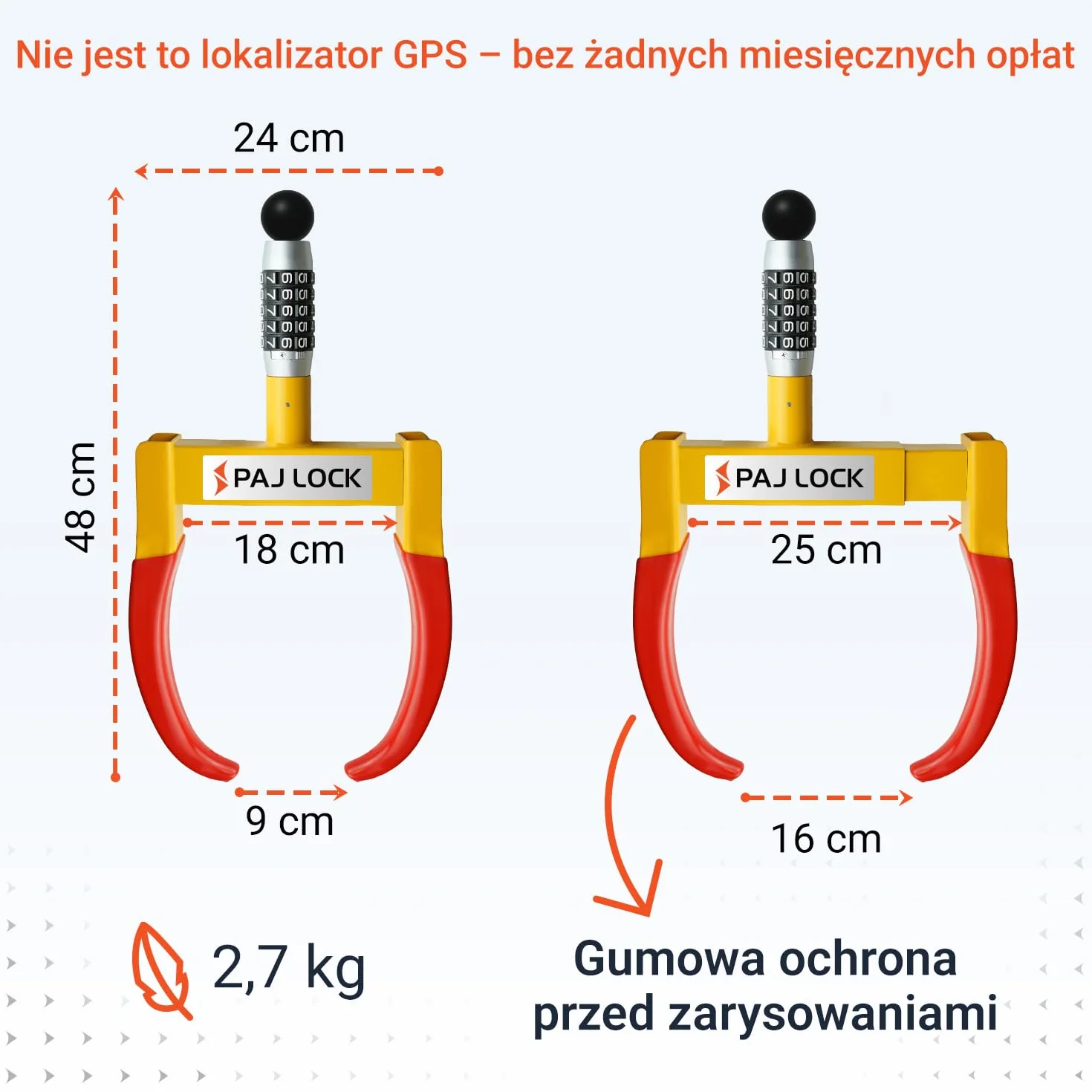 PAJ LOCK – Uniwersalna Blokada Koła Antykradzieżowa Regulowana – Solidne Zabezpieczenie Stalowe do Aut, Motocykli, Ciężarówek, Przyczep, Przyczep Kempingowych i Kamperów