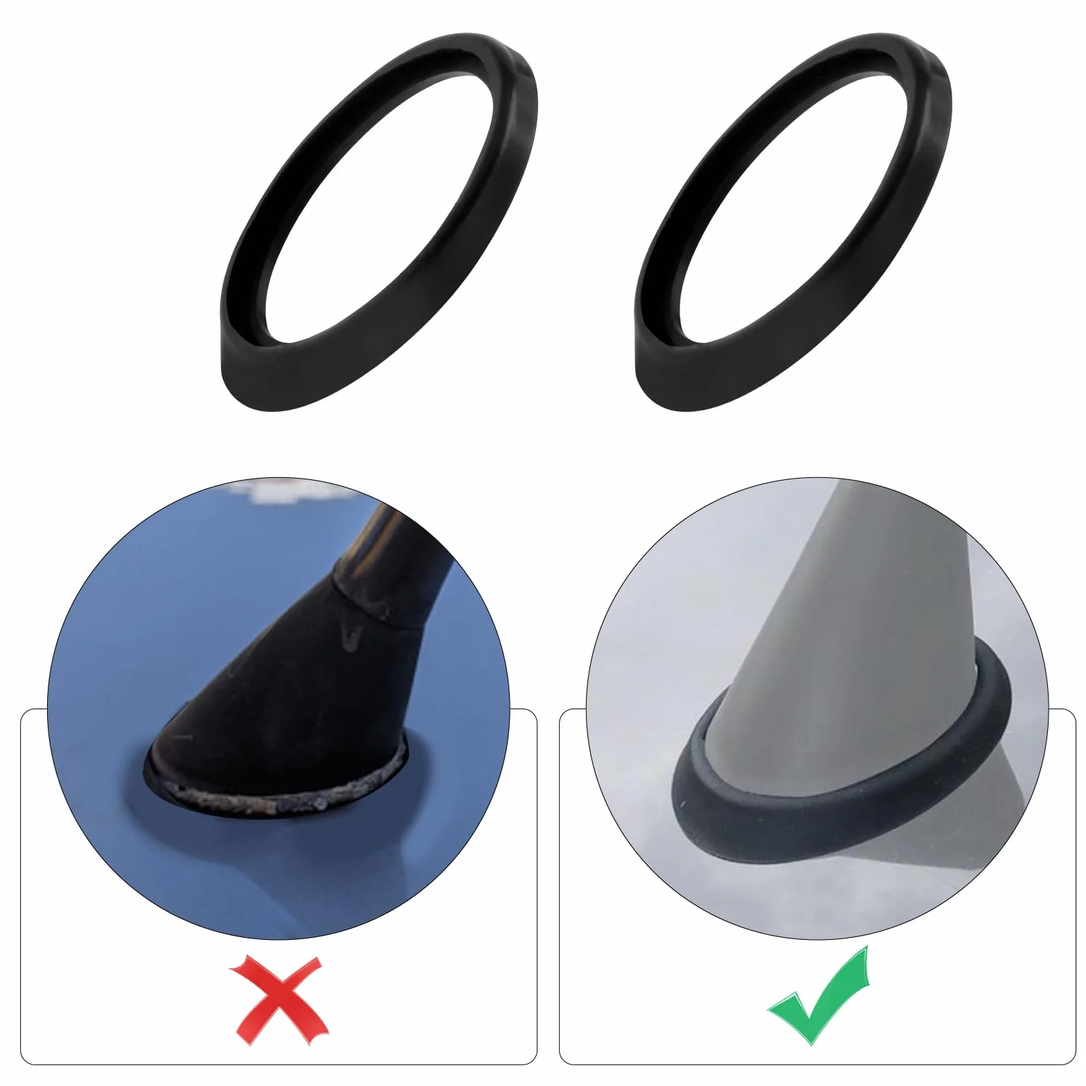 APOMOONS Uniwersalna uszczelka do anteny samochodowej 60 × 40 mm - gumowy pierścień do anteny dachowej, wodoodporny, wiatroszczelny, łatwy do samodzielnego wykonania naprawy wymiana