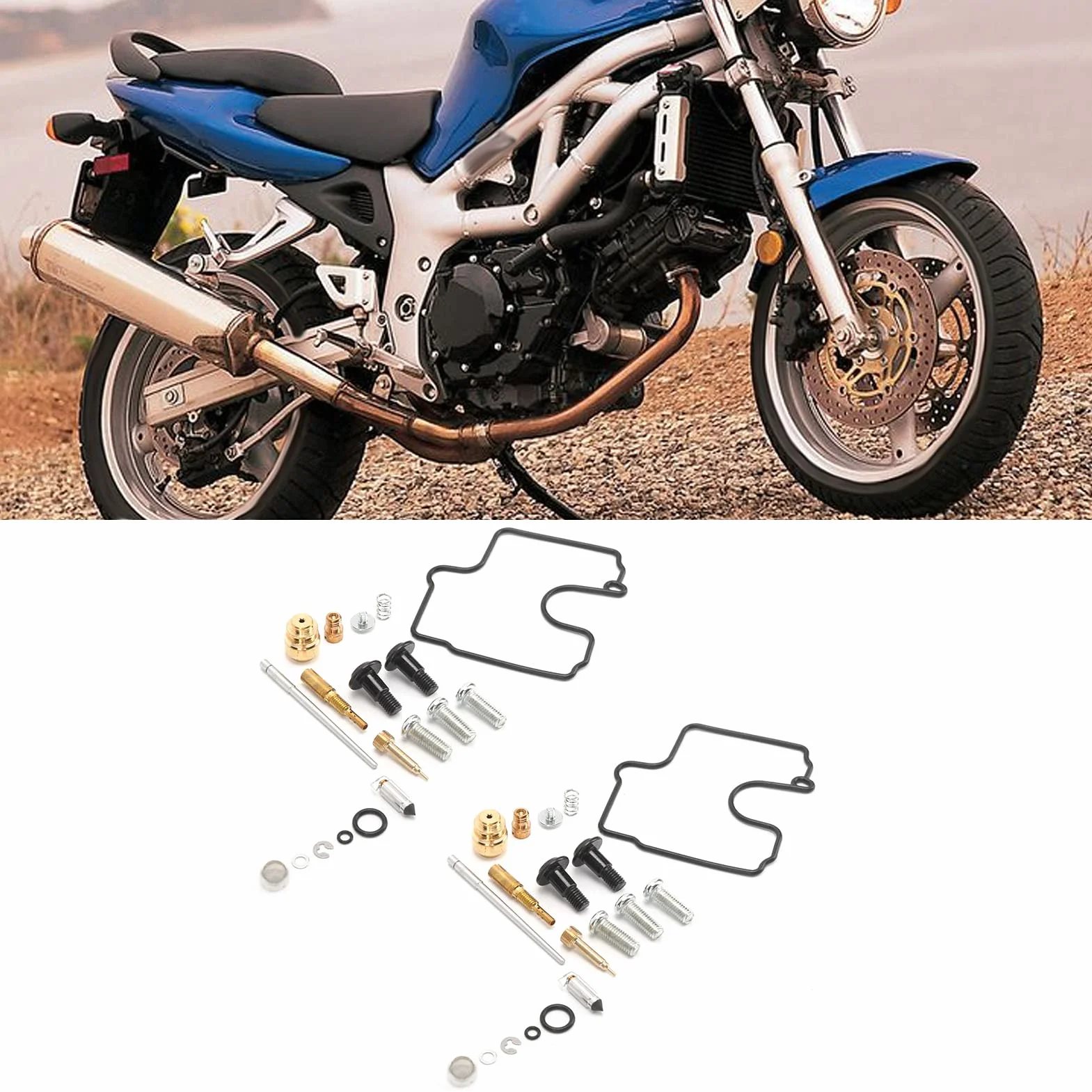 Zestaw Naprawczy Gaźnika, 2 Zestawy Naprawa Gaźnika Gaźnika Zestaw Naprawczy Pasuje do SV650/SV650S 1999-2002