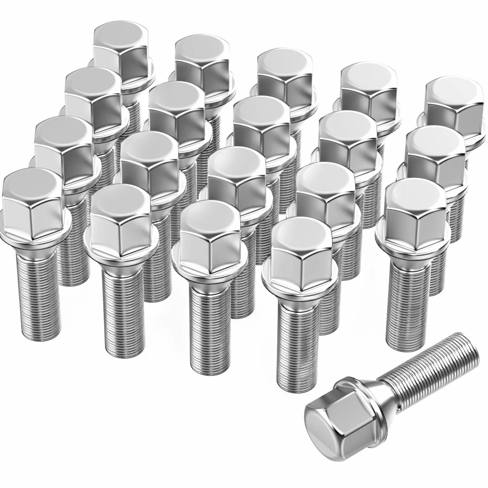 20 śrub do kół I M12 x 1,5 x 28 mm I stożkowy kołnierz SW 17 mm I kompatybilne z BMW