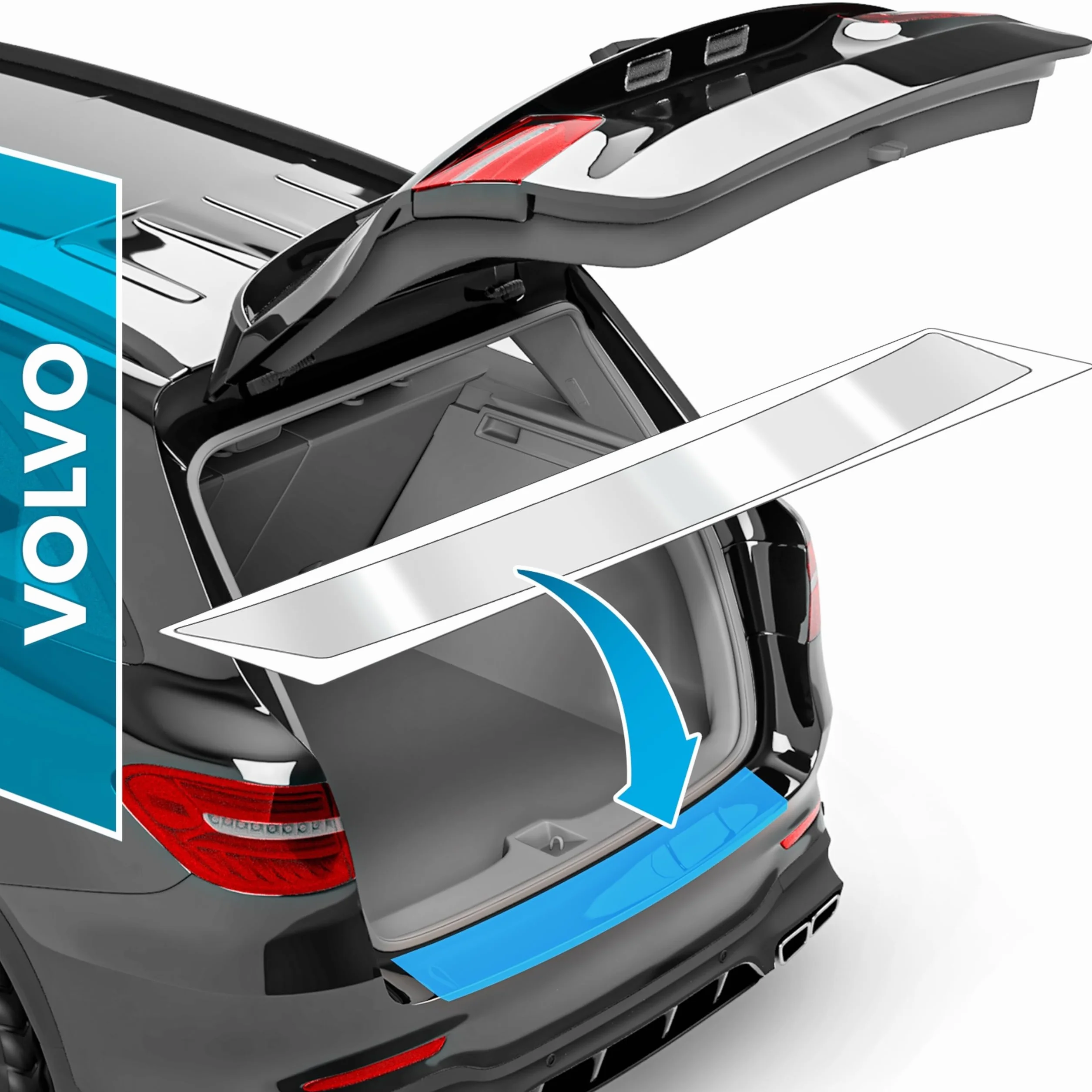 uProtect folia ochronna na krawędź załadunkową kompatybilny z Volvo V60 2 (II) 225/227 I 2018-2026 - ochrona przed zarysowaniami, folia ochronna na lakier - przezroczysty błyszczący