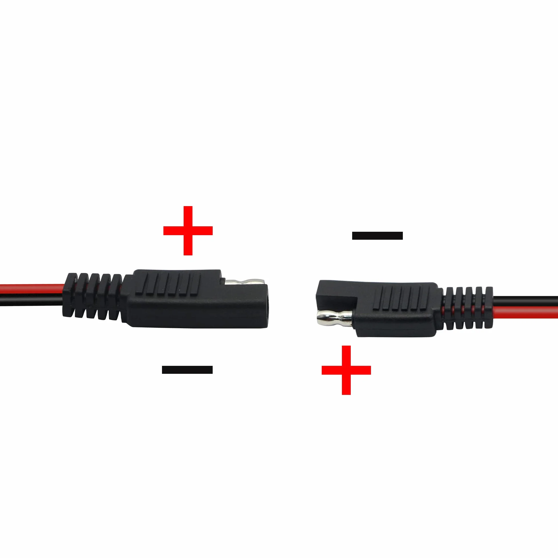Kabel złącza SAE 12 V, 14 AWG, 15 cm, 2-pinowa, pojedyncza wtyczka, szybkozłączka, przedłużacz samochodowy do motocykli, samochodów, traktorów (5-pak)