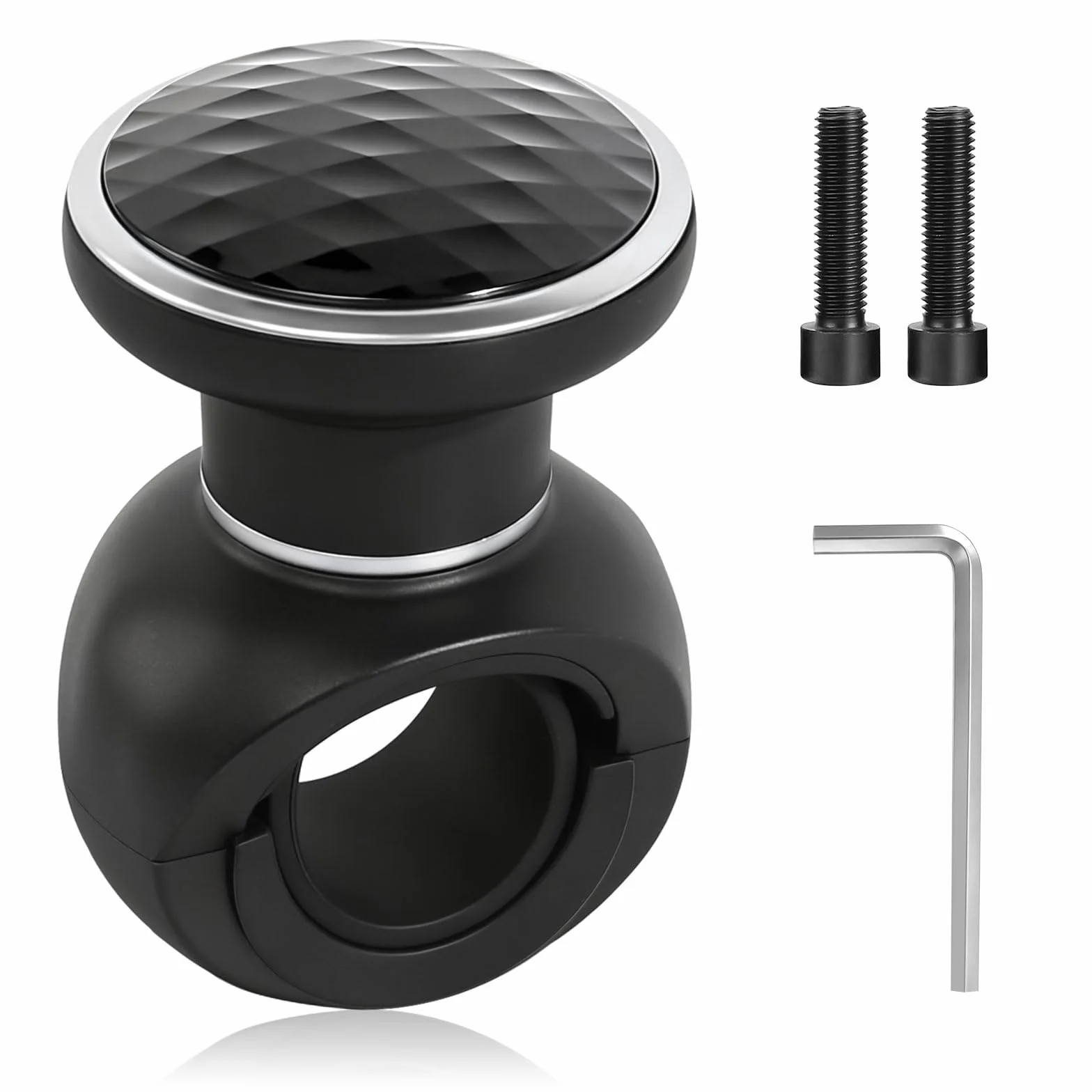 Gałka na kierownicę Spinner czarna, gałka na kierownicę traktora z kluczem, uniwersalna pomoc w kierowaniu do samochodów, ciężarówek, łodzi, traktorów, kosiarek i wózków widłowych