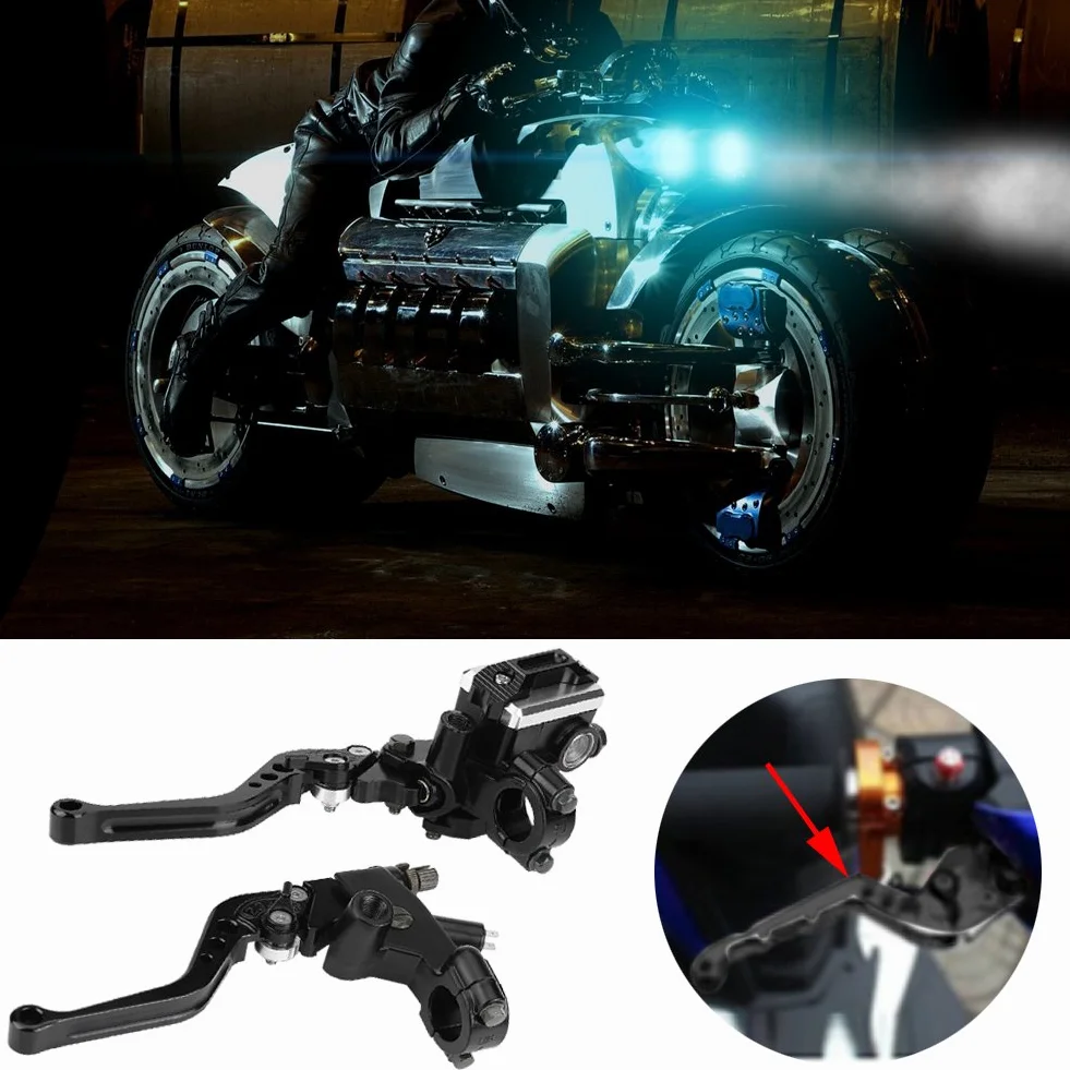 Qiilu 1 para 7/8" (22 mm) uniwersalne dźwignie zbiornika hamulca motocyklowego