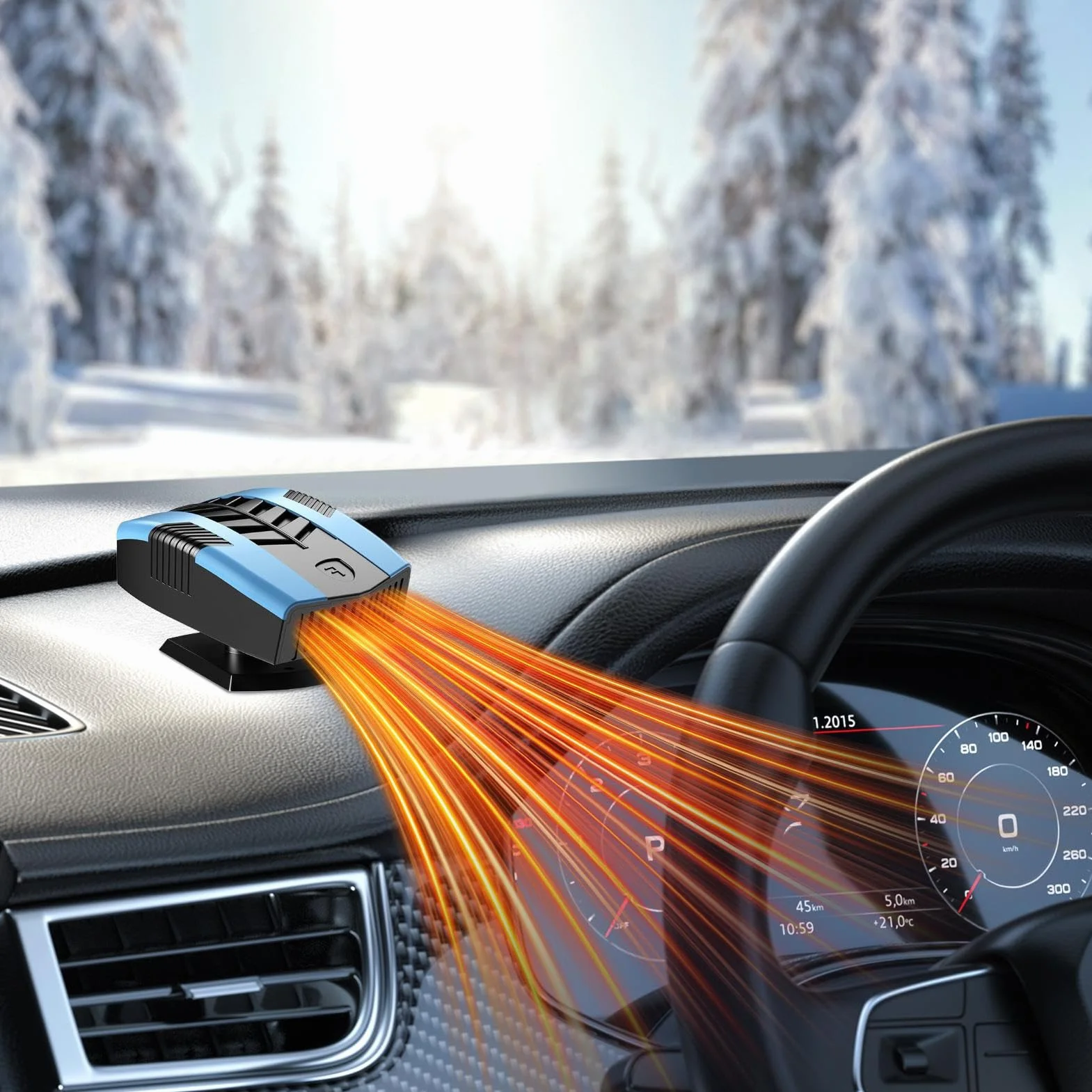 Automatyczny odmrażacz – przenośny grzejnik 8 cm do samochodów, pojazdów z funkcją szybkiego ogrzewania, obracany o 360 stopni elektryczny odmrażacz do przedniej szyby i użytku wewnętrznego w