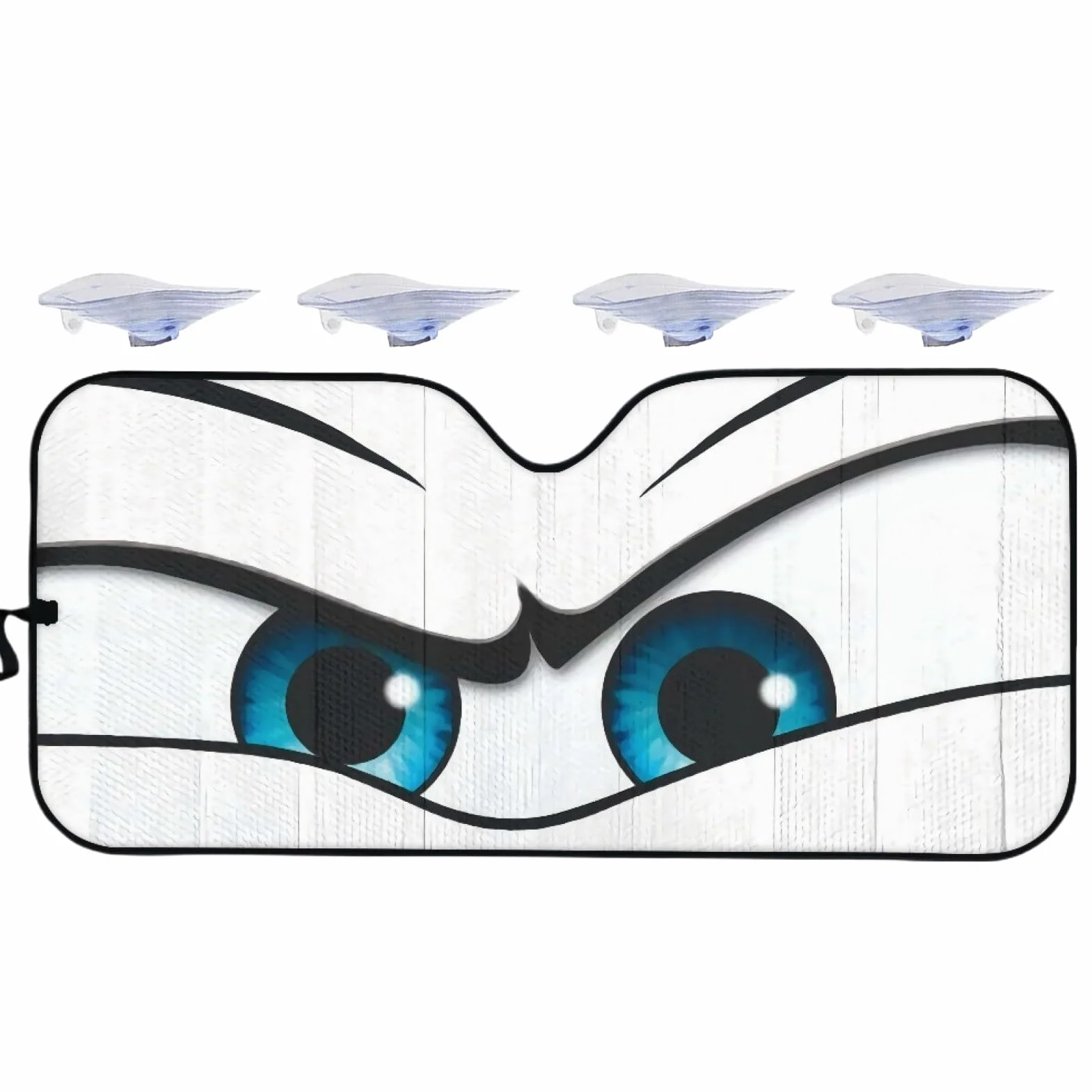 Cartoon Eyes osłona przedniej szyby, izolacja cieplna, składana osłona przedniej szyby, 140 x 76 cm, akcesoria samochodowe blokujące promieniowanie UV, zabawna ochrona przed słońcem, do dojazdów do