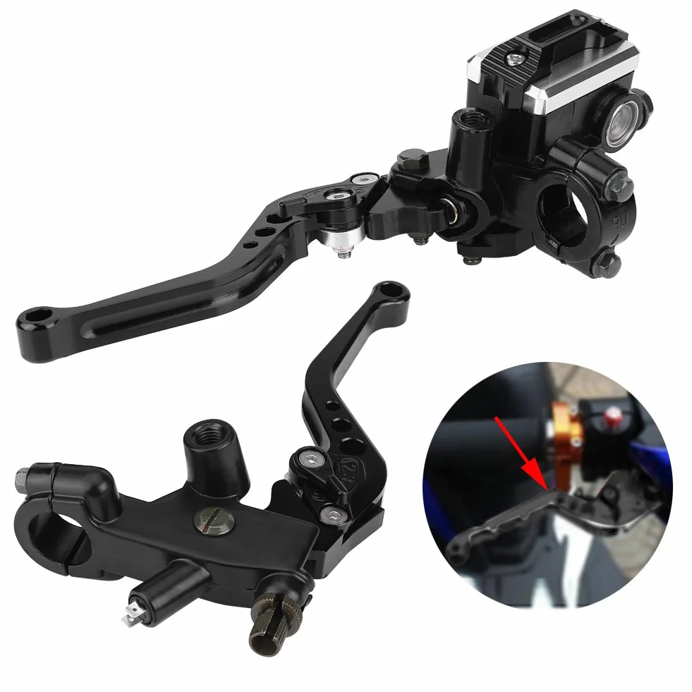 Qiilu 1 para 7/8" (22 mm) uniwersalne dźwignie zbiornika hamulca motocyklowego