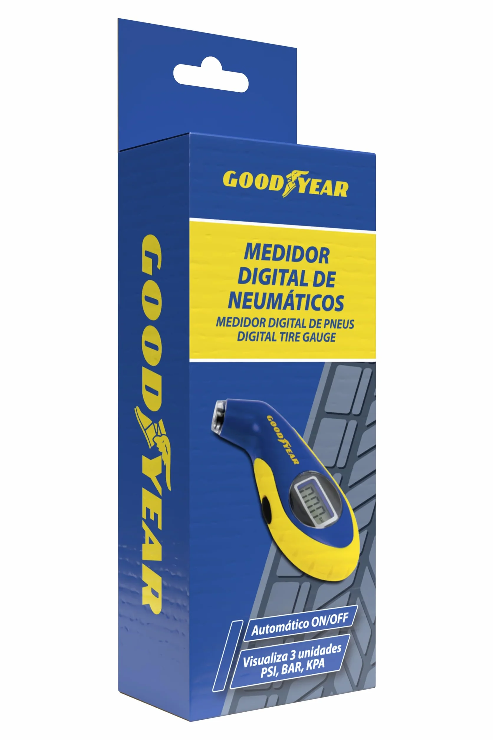 Goodyear GOD0001 Miernik Ciśnienia, Niebieski/Żółty, ‎3,5 x 12 x 18,3 cm; 70 g