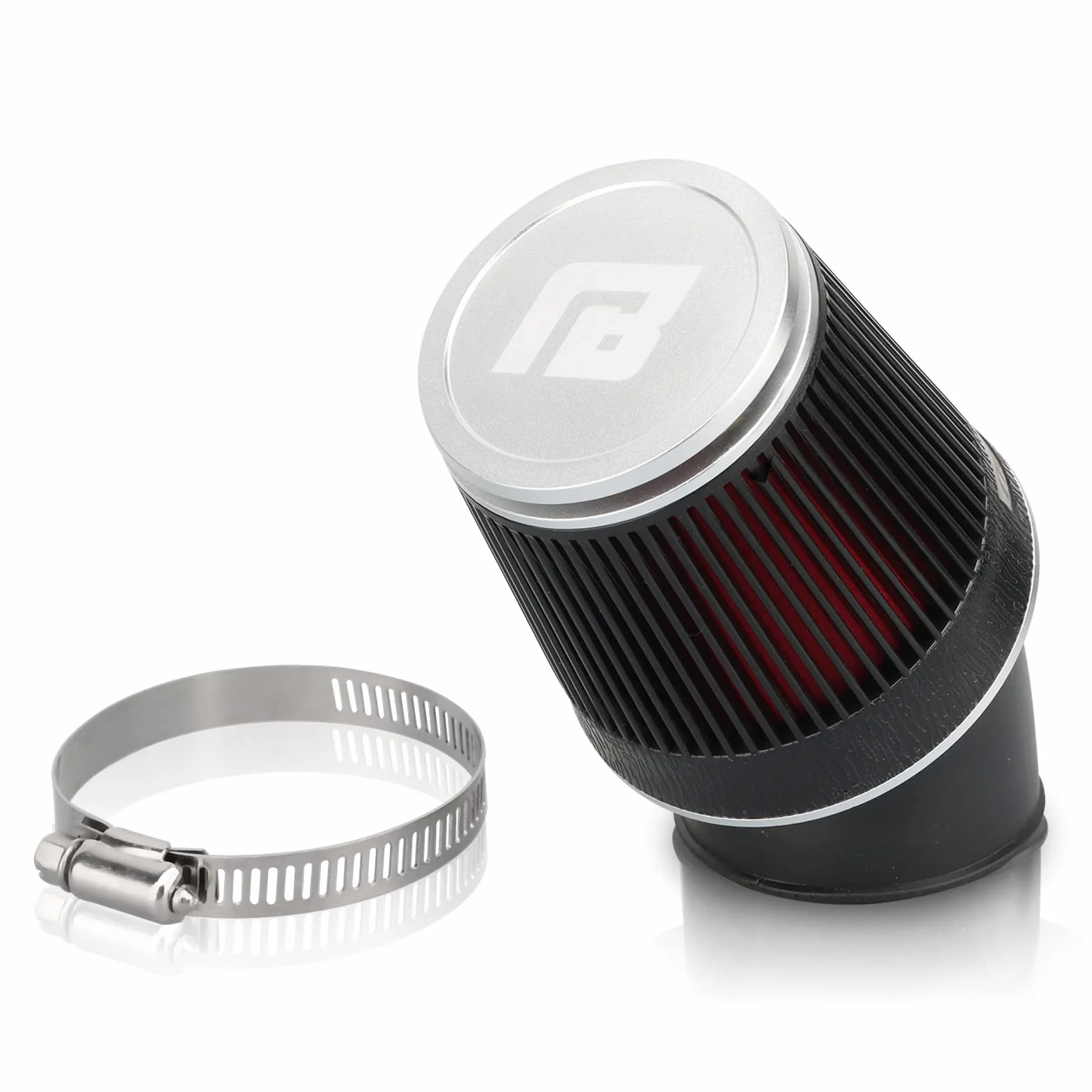 NIBBI 42mm Filtr Powietrza do Motocykla,Motocyklowe Filtry Powietrza Okrągły Stożkowy Pasuje do Motocyklowe Dirt Pit Bike Scooters ATV Quad Go Kart SREBRNY