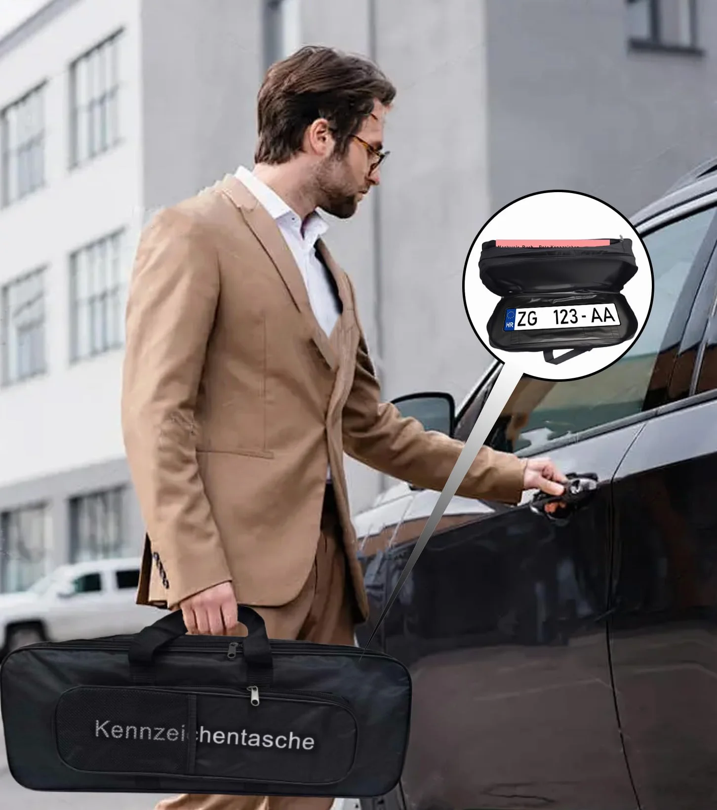 Torba na tablice rejestracyjne duży format – 1 torba do przechowywania dla dealerów samochodów, służb rejestracyjnych i warsztatów – bardzo wytrzymała i pojemna