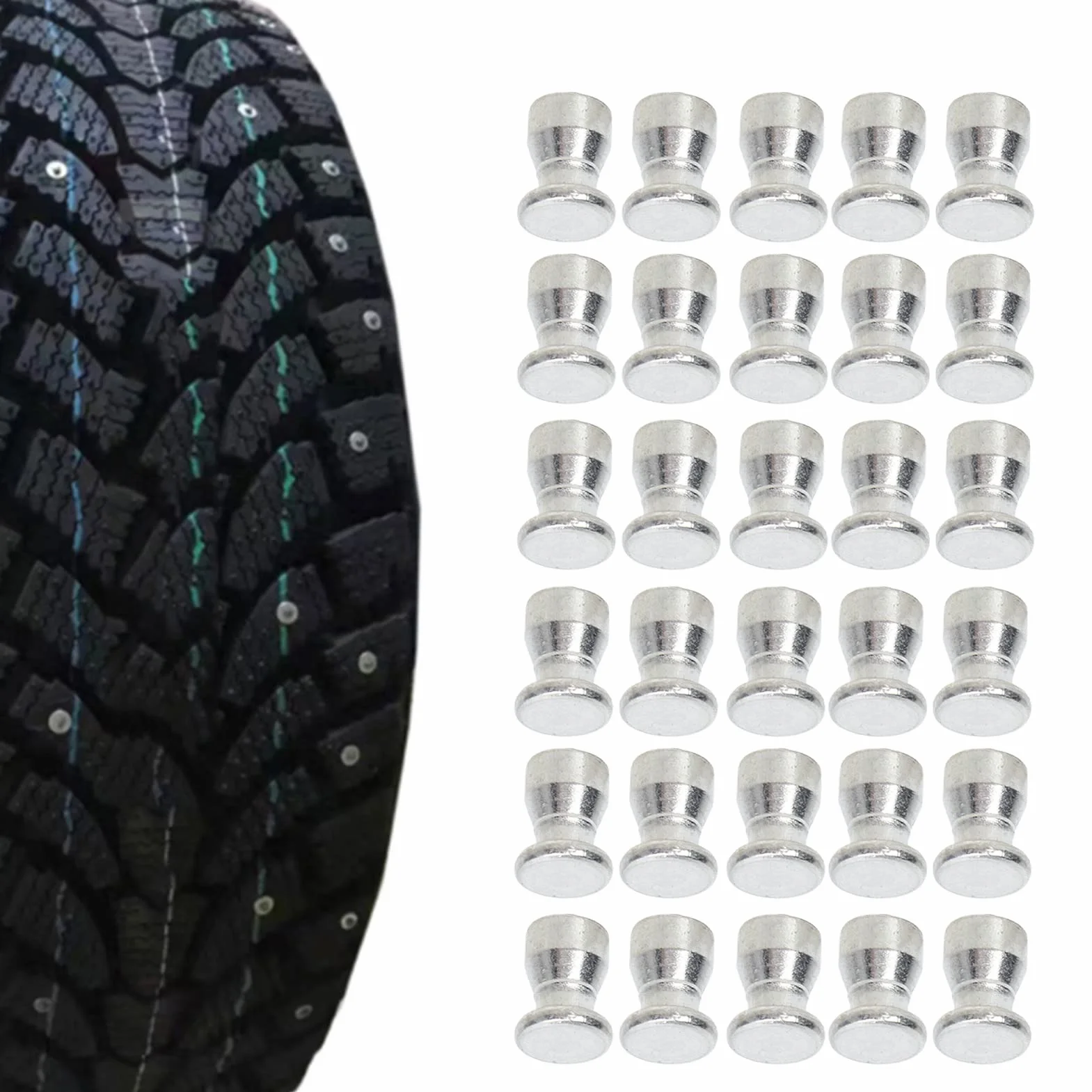 Kołki do Opon, Kolce do Opon 100 szt. Śruba z Kołkiem do Opon Srebrna do Samochodów Ciężarowych Bike Boot Motocykl ATV SUV Akcesoria Samochodowe